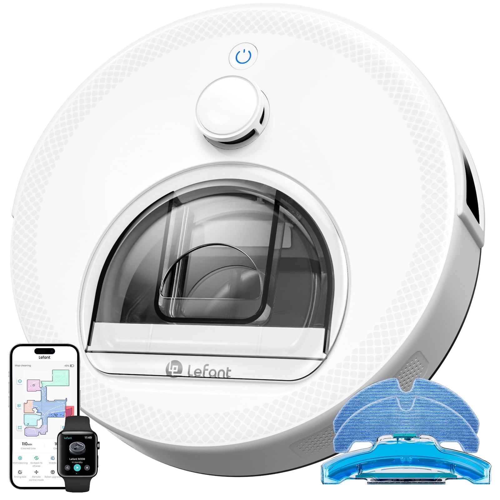 Lefant M330S LiDAR Navigation Robot Vacuum and Mop, 450ml Visible Dustbin, 190° PSD Obstacle Avoidance, Multi-Level Mapping, Robot Vacuum Cleaner for Hardwood Carpets Pet Hair