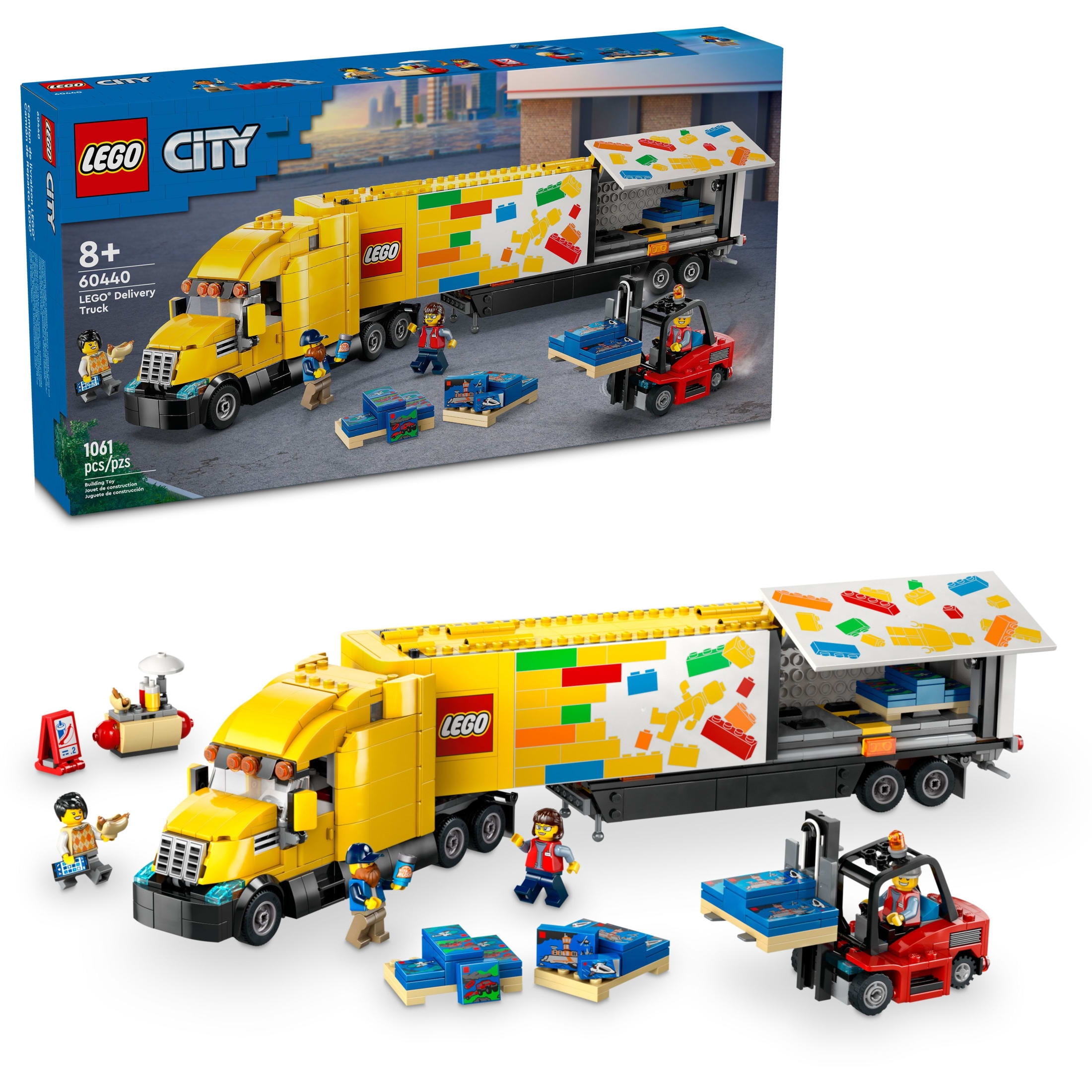 LEGO City Yellow Delivery Truck Toy, Comes with a Semitruck Model, Forklift and 4 Minifigures for Pretend Play, Fun Birthday Gift Idea for Kids' 8 Years Old and Up, 60440