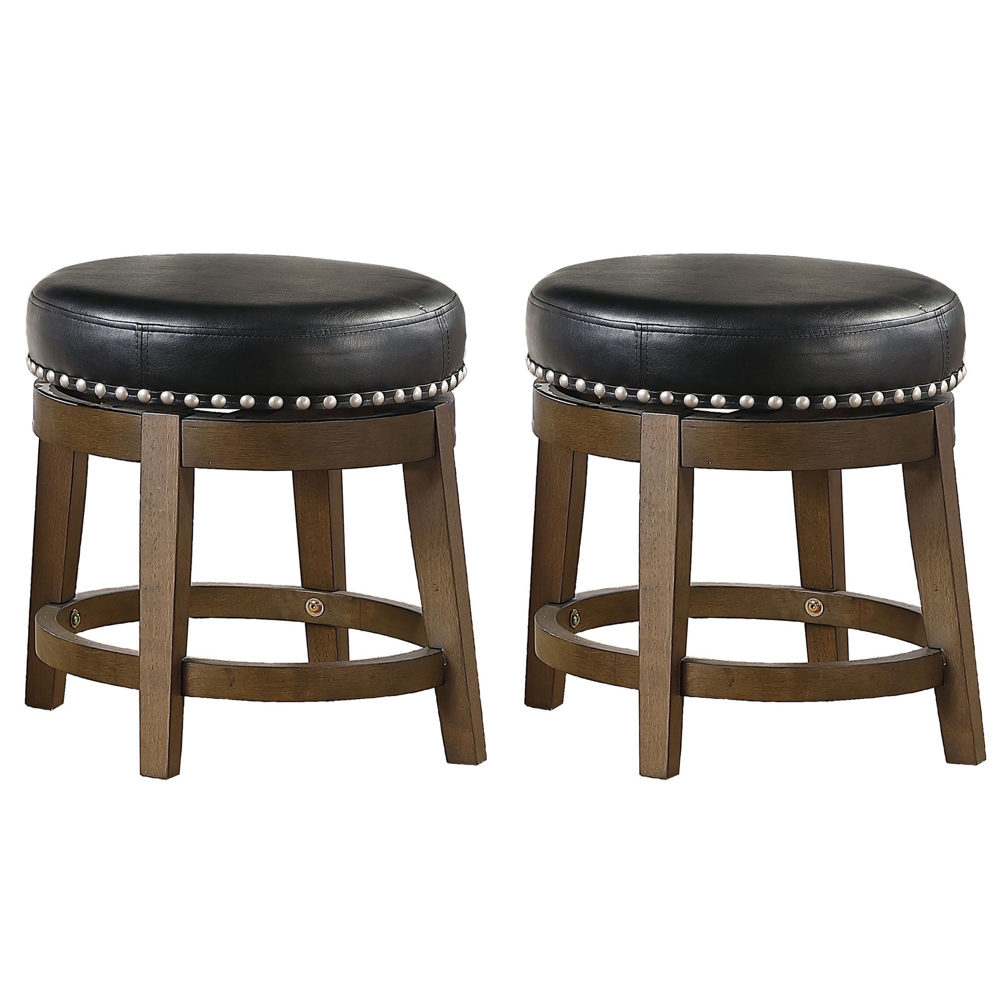 Lexicon Westby 18" Faux Leather Round Swivel Dining Stool in Black (Set of 2)