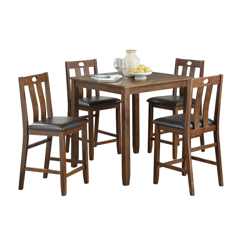 Lexicon Weston 5 Piece Wood Counter Height Dining Set in Warm Brown