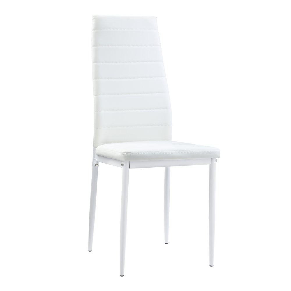 Lexicon Florian Modern Metal Dining Room Chairs in White (Set of 2)