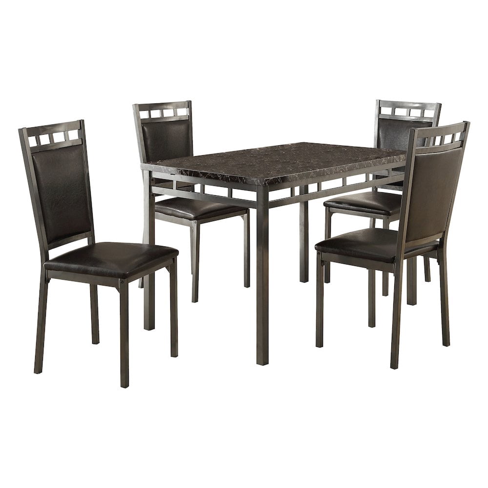 Lexicon Olney 5 Piece Faux Marble Top Dining Set in Black