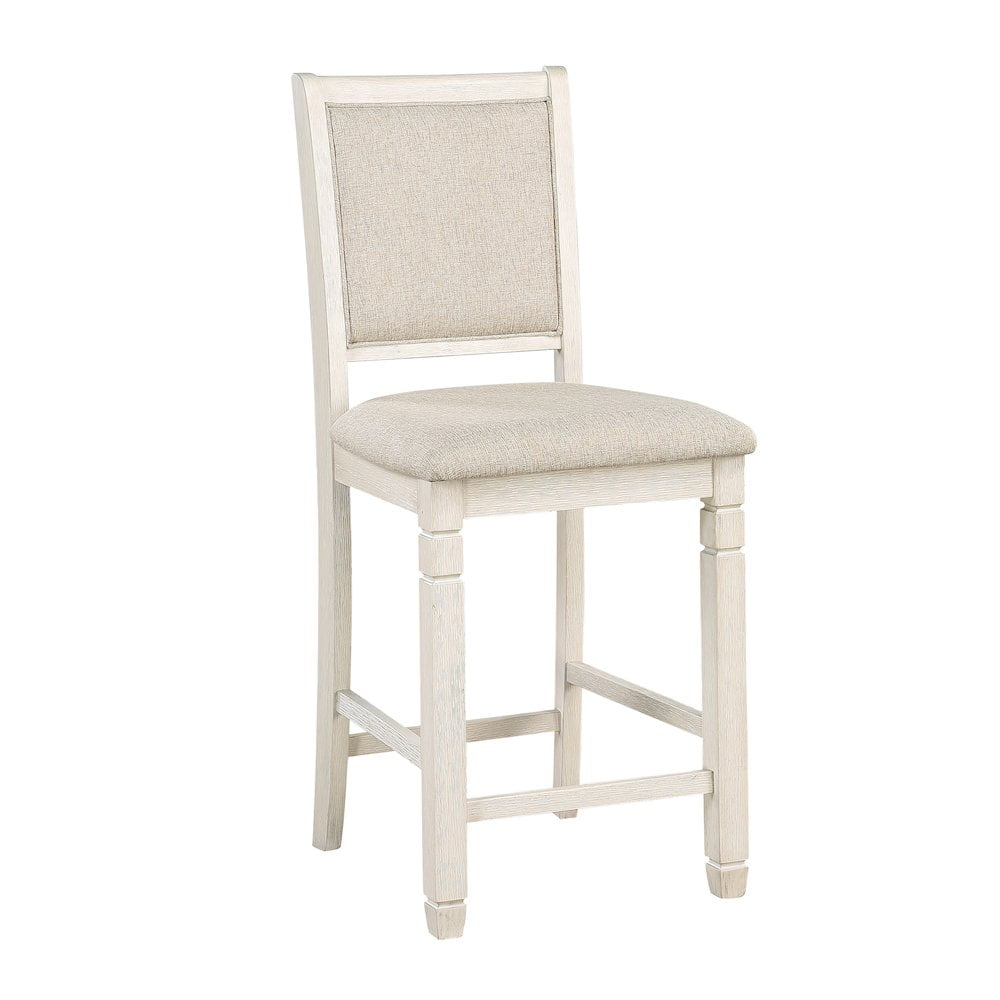 Lexicon Asher 25.5" Fabric Counter Height Chairs in White (Set of 2)