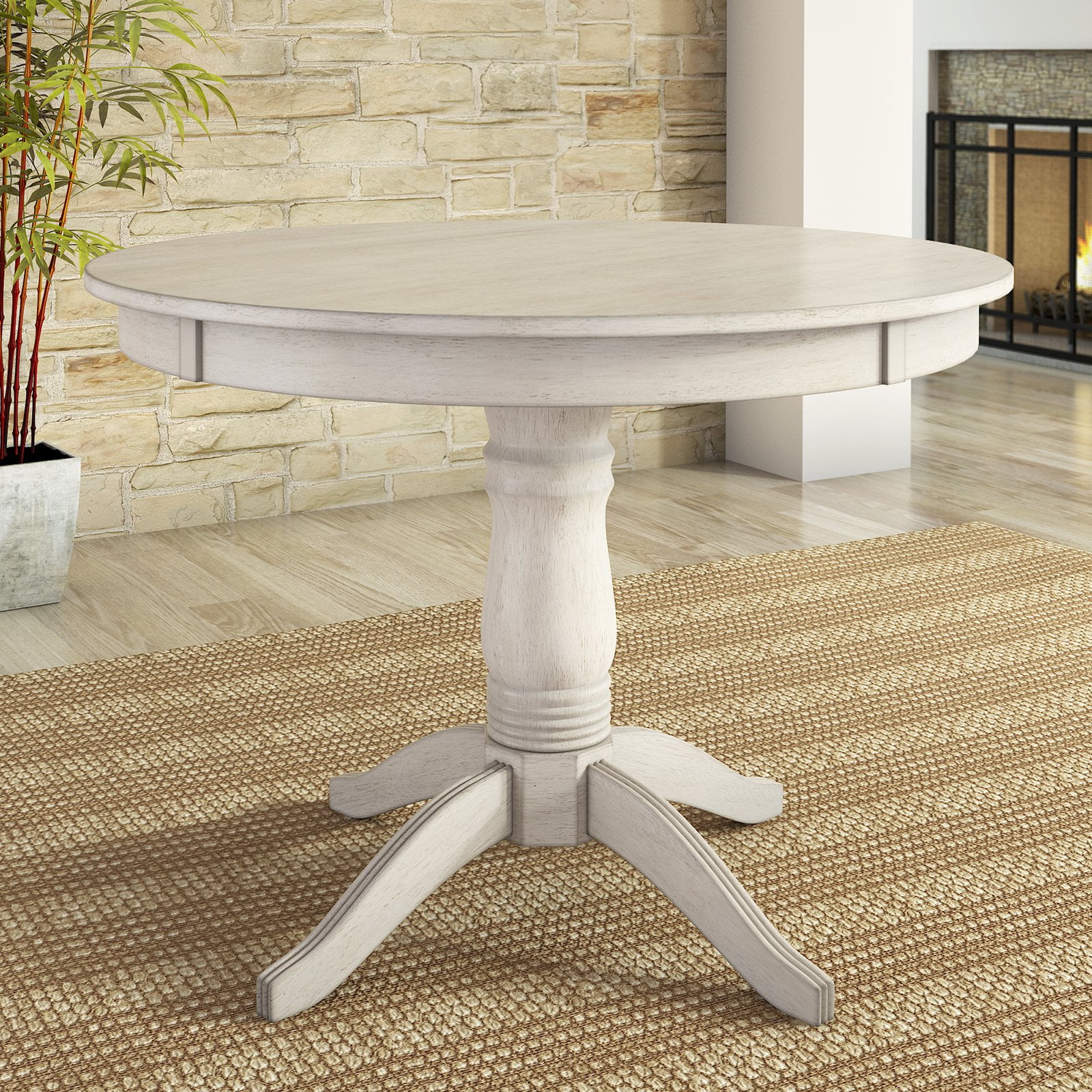 Lexington 42" Round Wood Pedestal Base Dining Table, White
