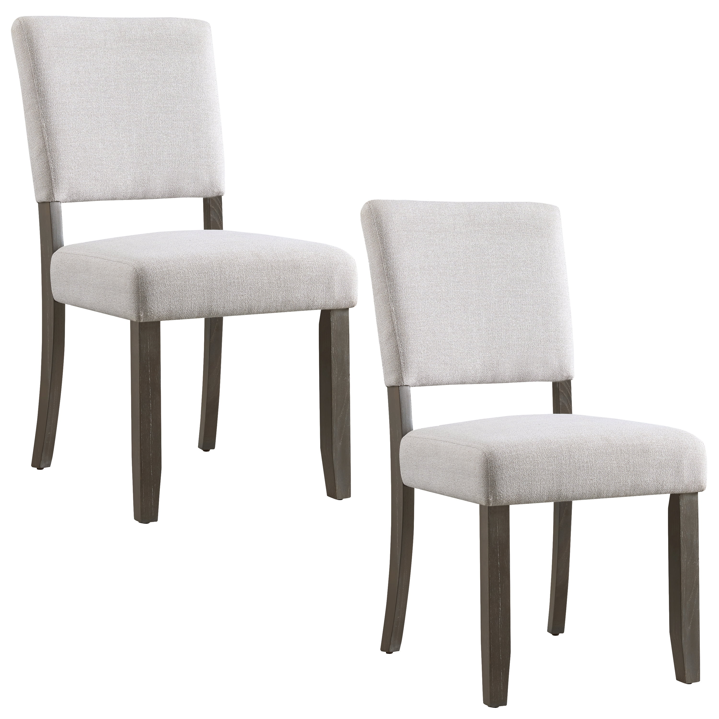 Leick Home Set of 2 Upholstered Dining Chairs with Wood Base in Blackbean and Heather Gray