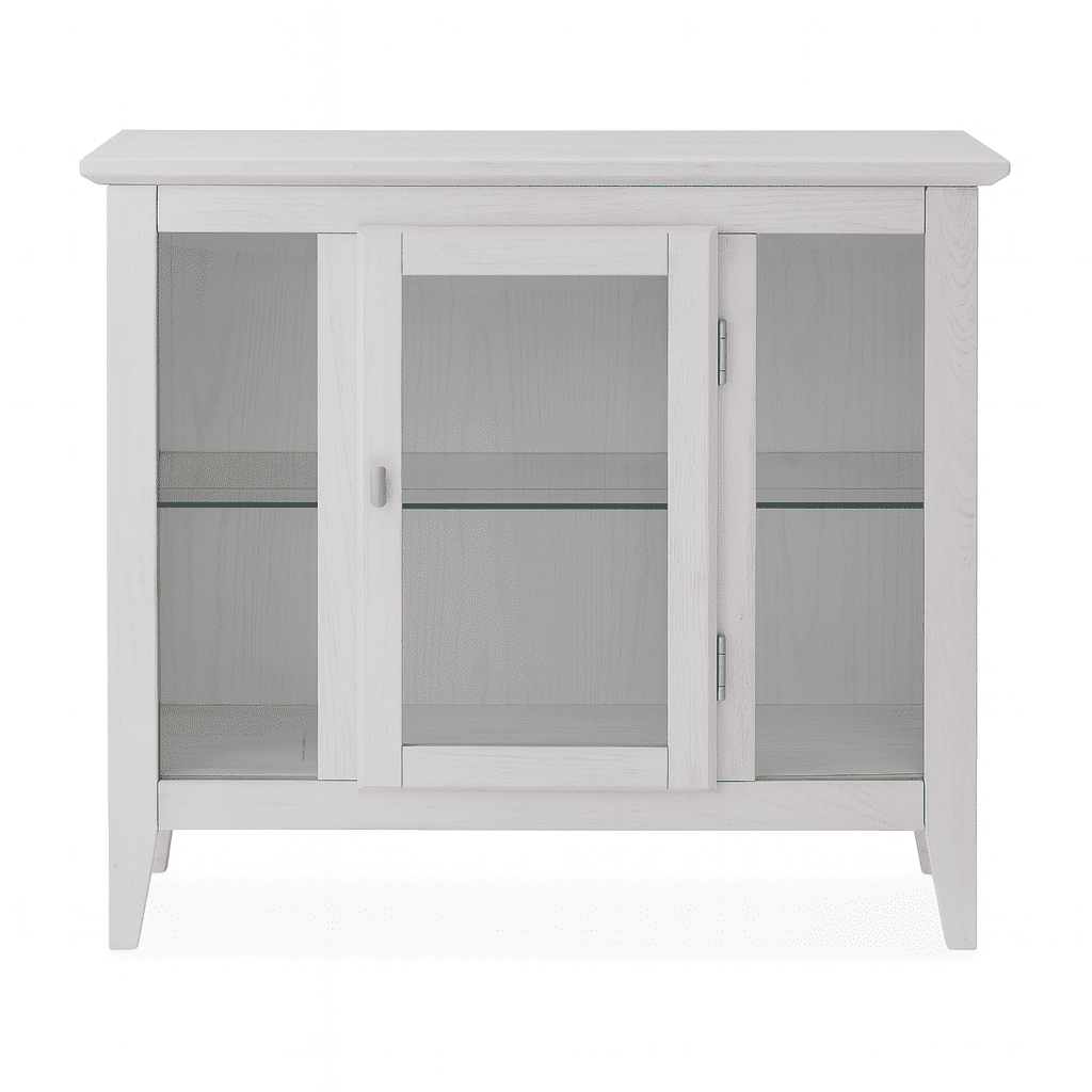 Leick Home Ryan 3-Tier Solid Wood and Glass Curio Cabinet with Interior Display Light, Weathered White