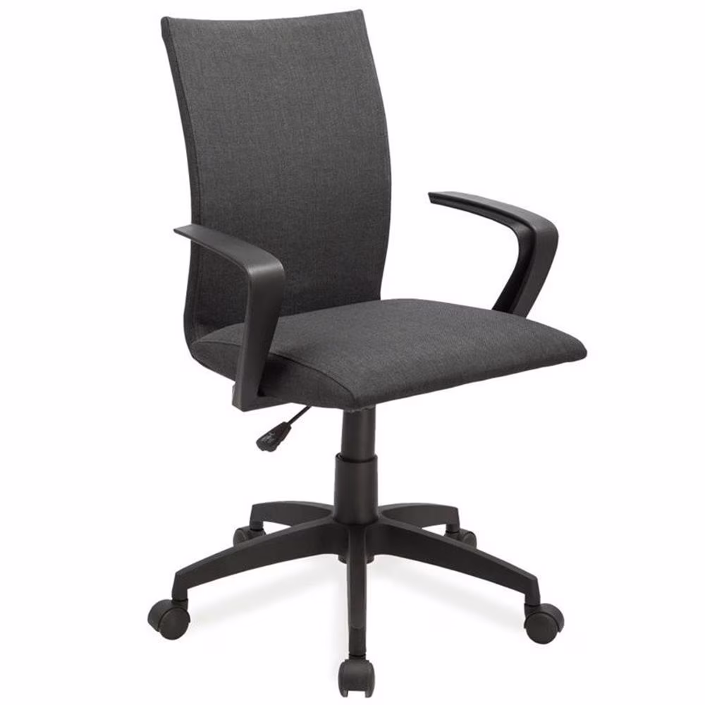 Leick Home Apostrophe Office Desk Chair with Adjustable Seat and Black Linen