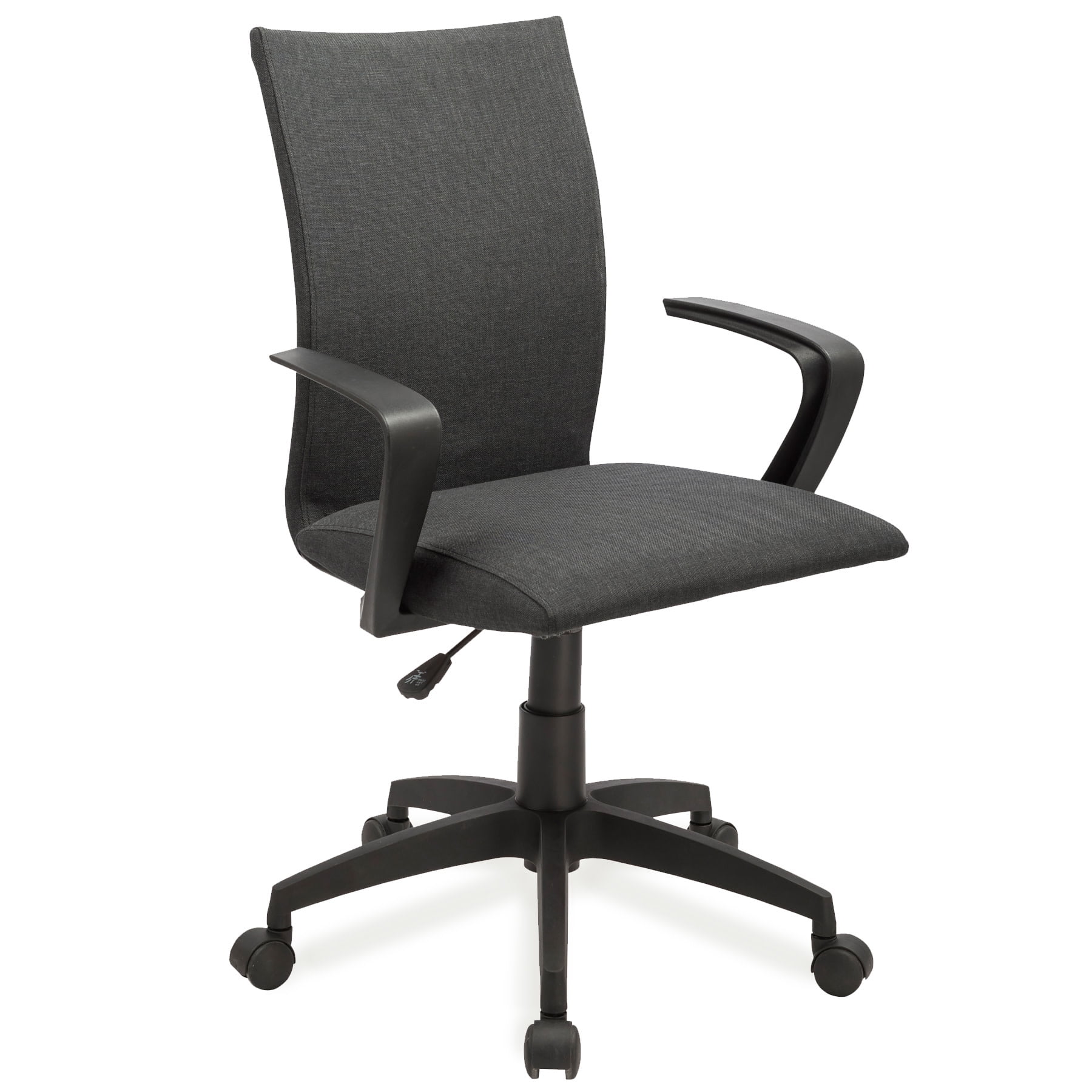 Leick Home 10115BL Apostrophe Office Desk Chair with Black Caster Base, Black Linen