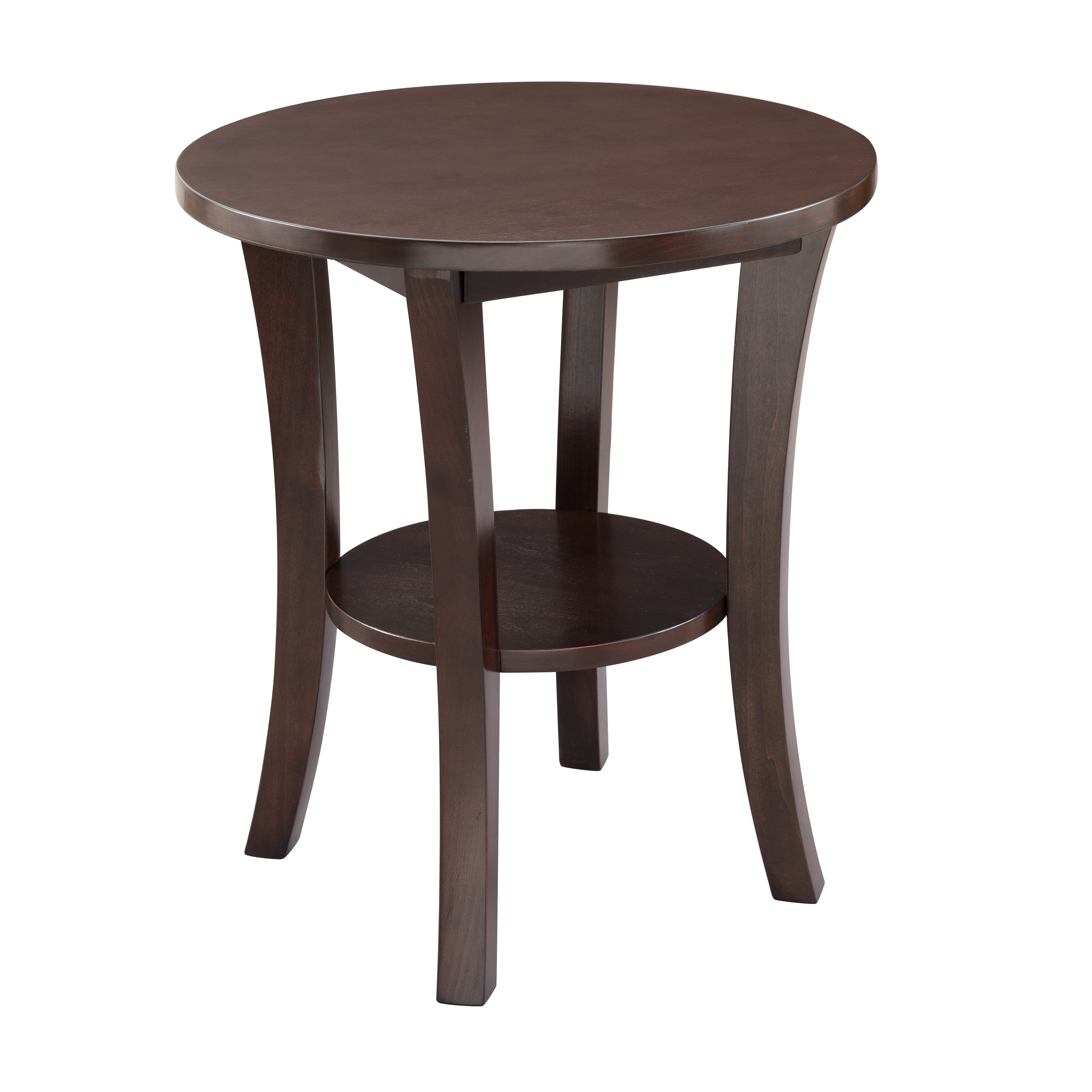 Leick Home Boa Solid Wood Round End Table with Shelf, Chocolate Oak