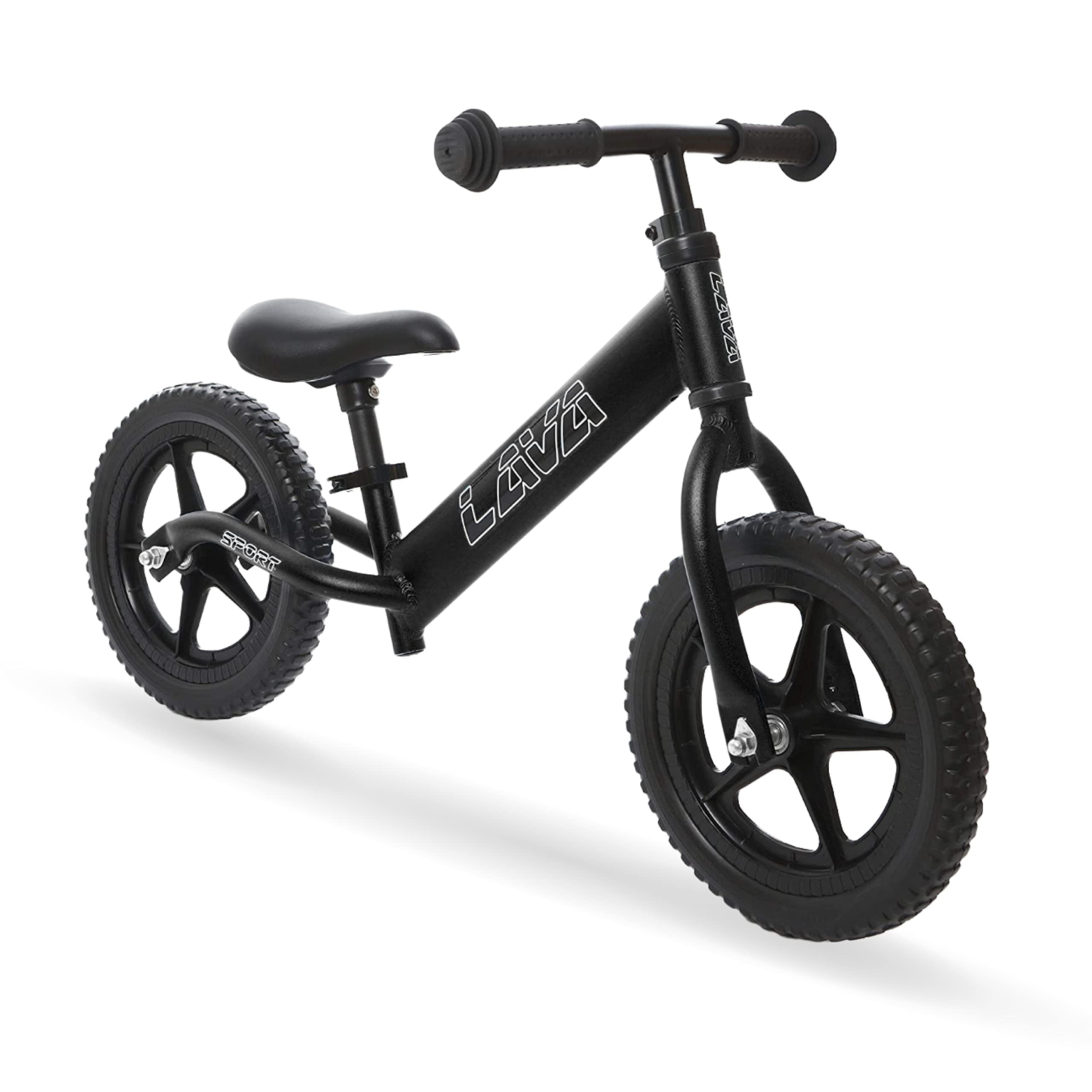 LAVA SPORT Basalt Black Balance Bike- Lightweight Aluminium Toddler Bike for Kids with Adjustable Handlebar and Seat, EVA Tires-Training Bike