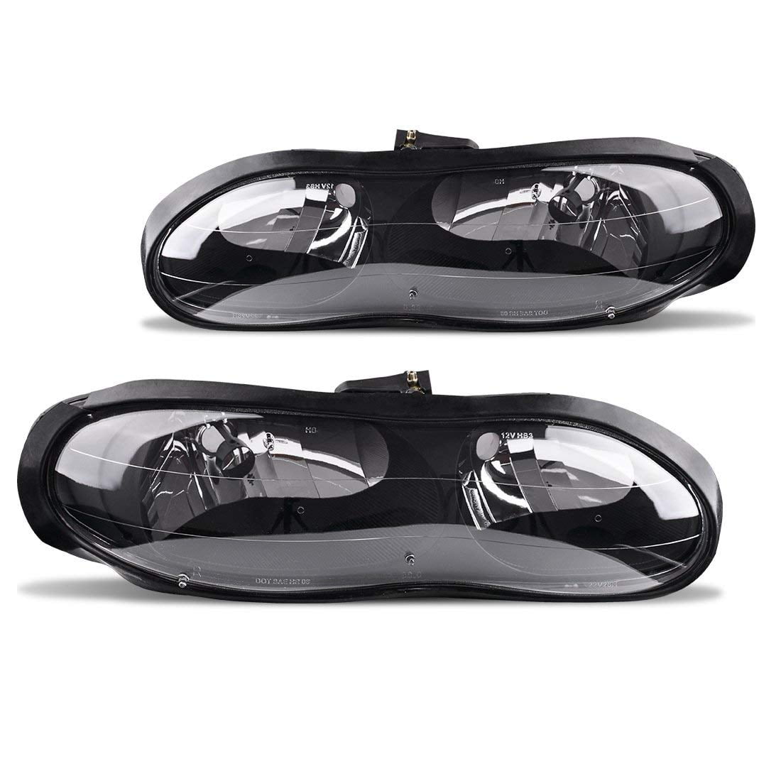 RVNI Black Headlights Assembly Fits For 1998-2002 Chevy Camaro Z28 Z28 SS 2-Door