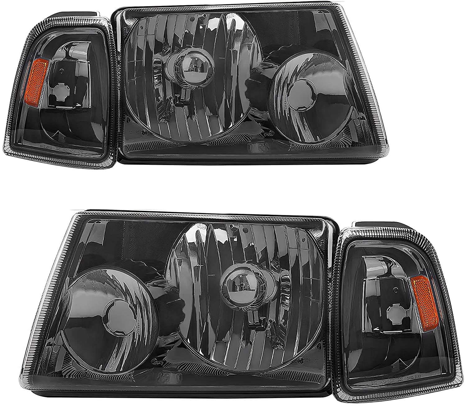 RVNI Headlights + Amber Corner Turn Signal For 2001-2011 Ford Ranger Smoke Lens Lamps