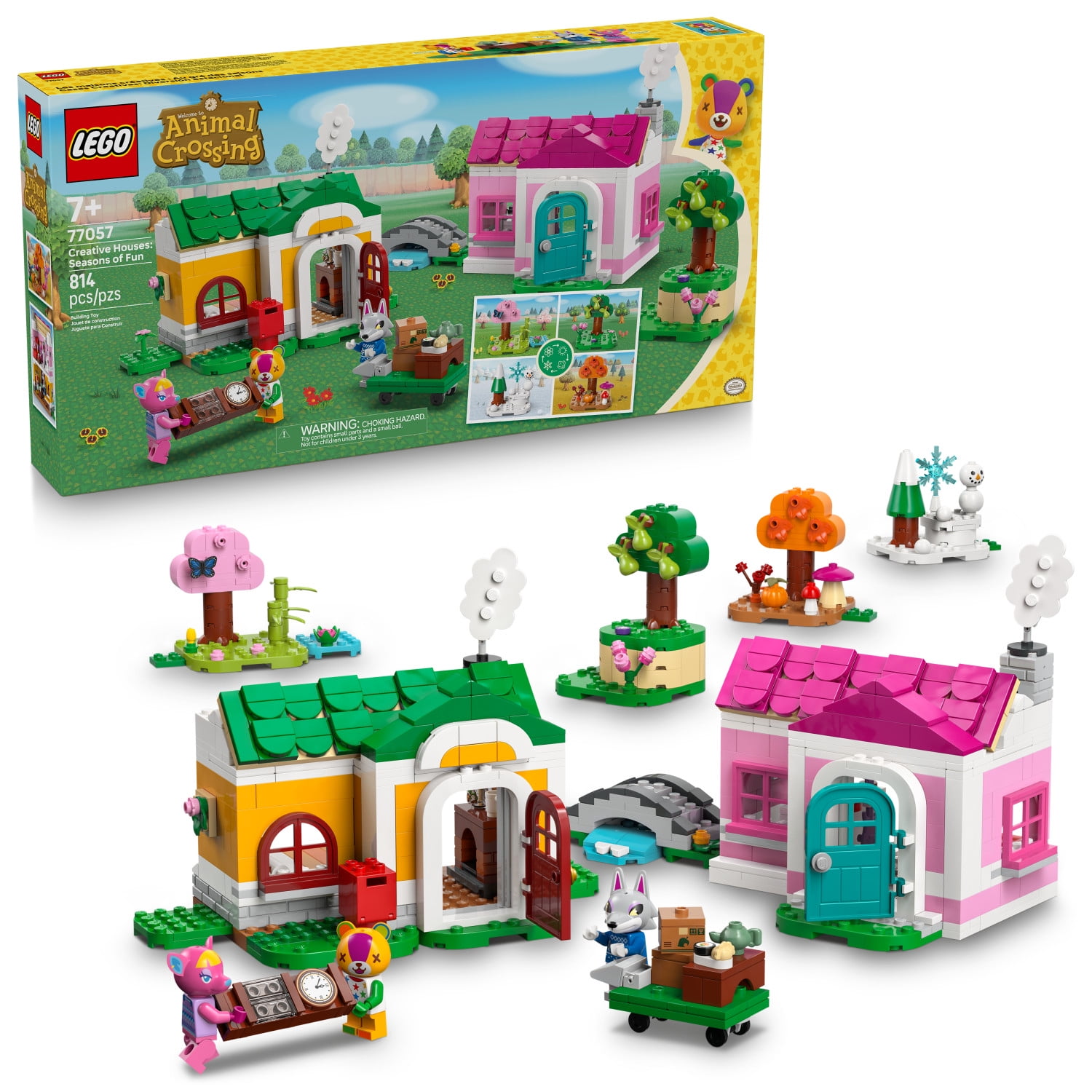 LEGO Animal Crossing Creative Houses: Seasons of Fun Building Toy - Pretend Play Set for Girls & Boys, Ages 7+ - Create 2 Houses W/1 Set of Building Blocks for Kids - Gift Idea for Birthdays -77057