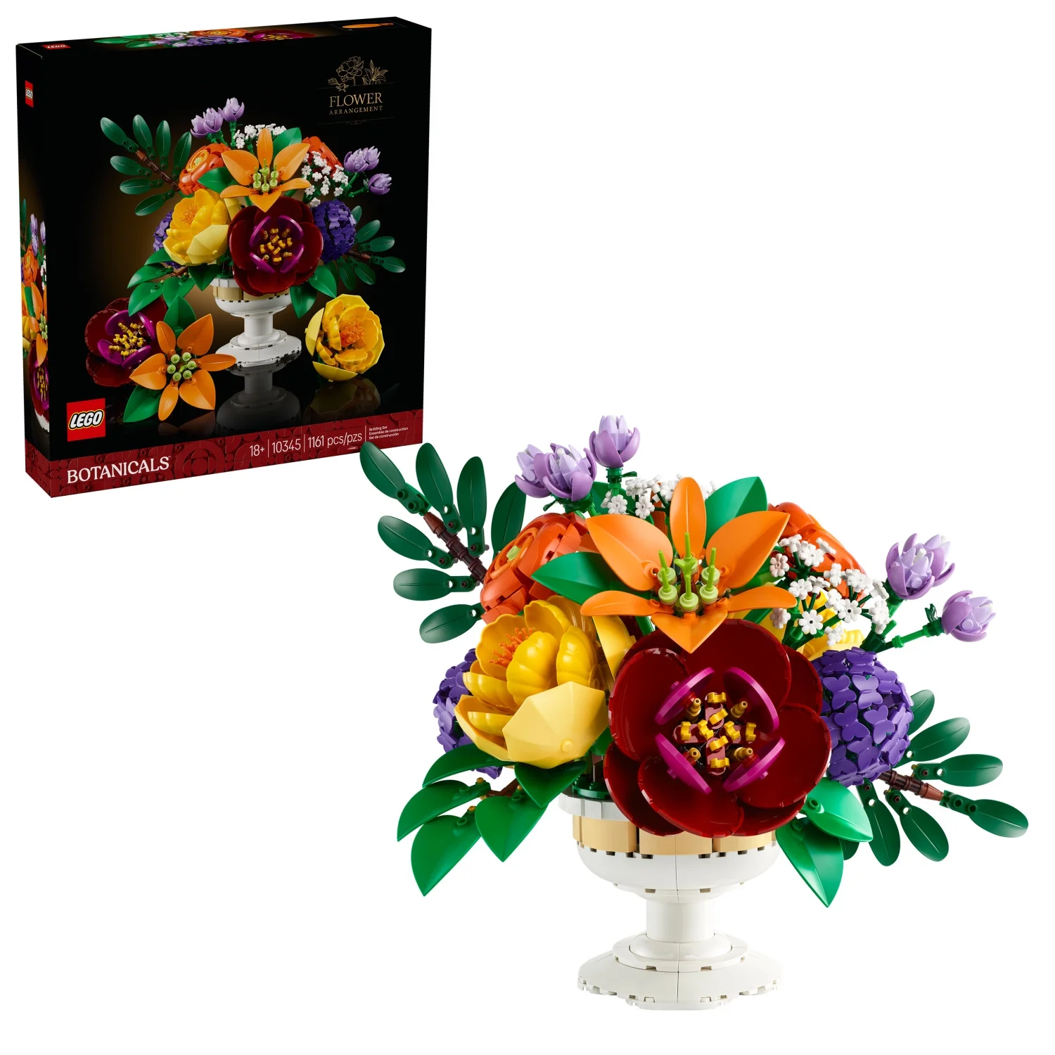 LEGO Botanicals Flower Arrangement Artificial Flowers Building Set - Wedding Decor for Table Display - Gift for Wedding, Bridesmaid - Unique Bouquet for Adults, Ages 18+ - 10345