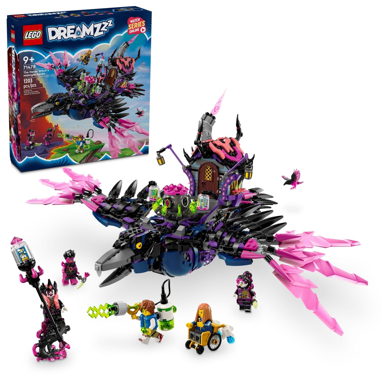 LEGO DREAMZzz The Never Witch’s Midnight Raven Building Toy - Christmas Toys for Boys & Girls, Age 9+ - Kids Toys W/ 3 Building Options & 5 Minifigures - 71478