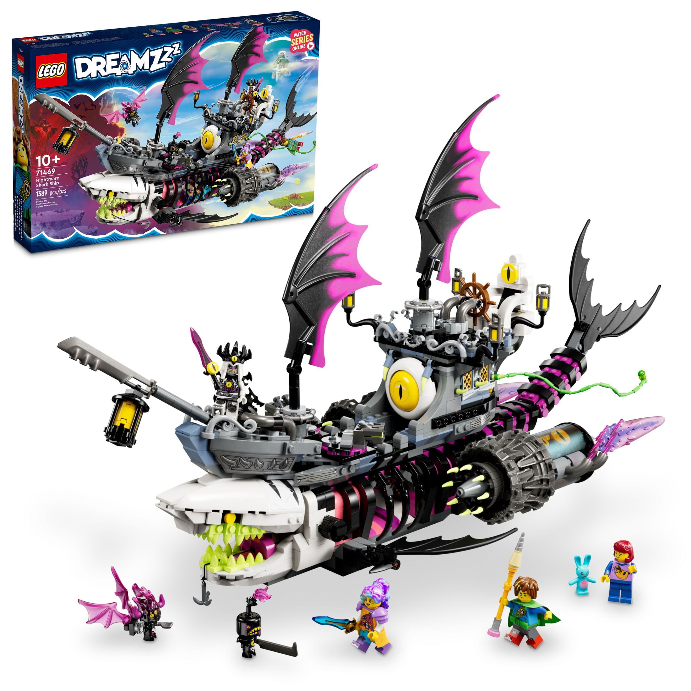 LEGO DREAMZzz Nightmare Shark Ship 71469, Construct the Building Toy Set as a Flying Pirate Ship or a Monster Truck, Includes 4 Minifigures, Shark Toy, Gift for Tweens and Kids Ages 10 and Up