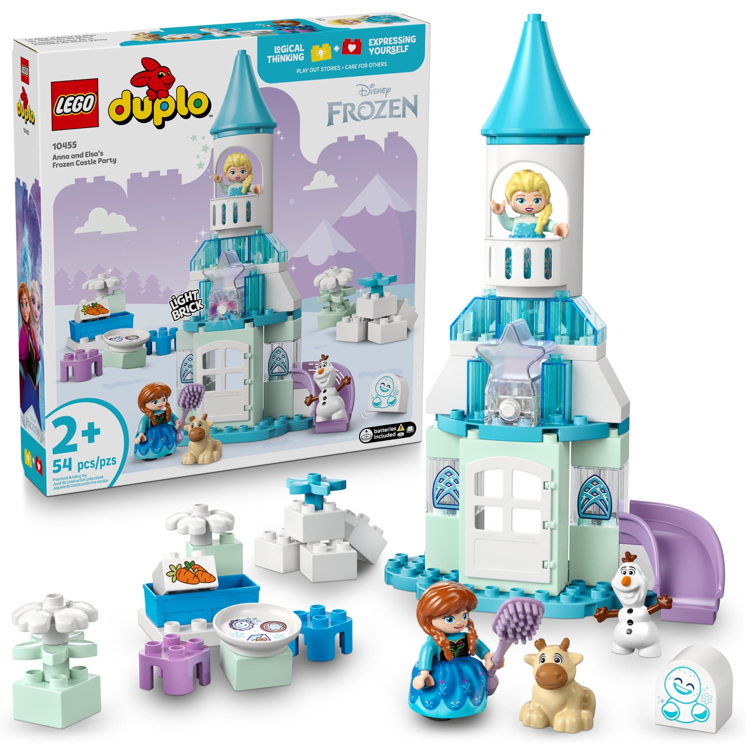 LEGO DUPLO Disney Anna and Elsa’s Frozen Castle Party - Toddler Toy for Girls and Boys 2+ - Building Blocks for Pretend Play and Sensory Development - Preschool Learning Gift for Kids - 10455