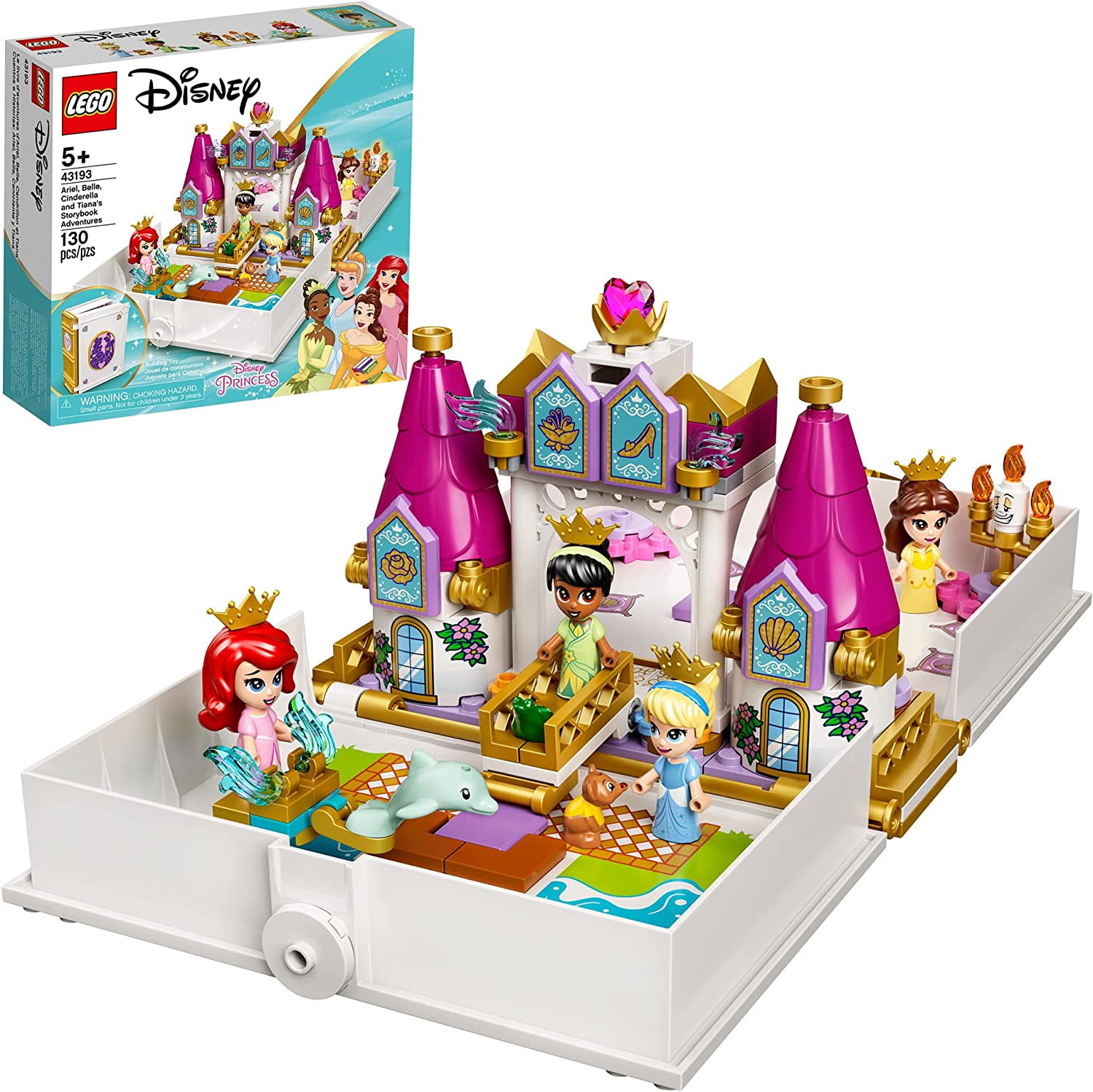 LEGO Disney Ariel, Belle, Cinderella and Tiana's Storybook Adventures 43193 Building Toy (130 Pieces)