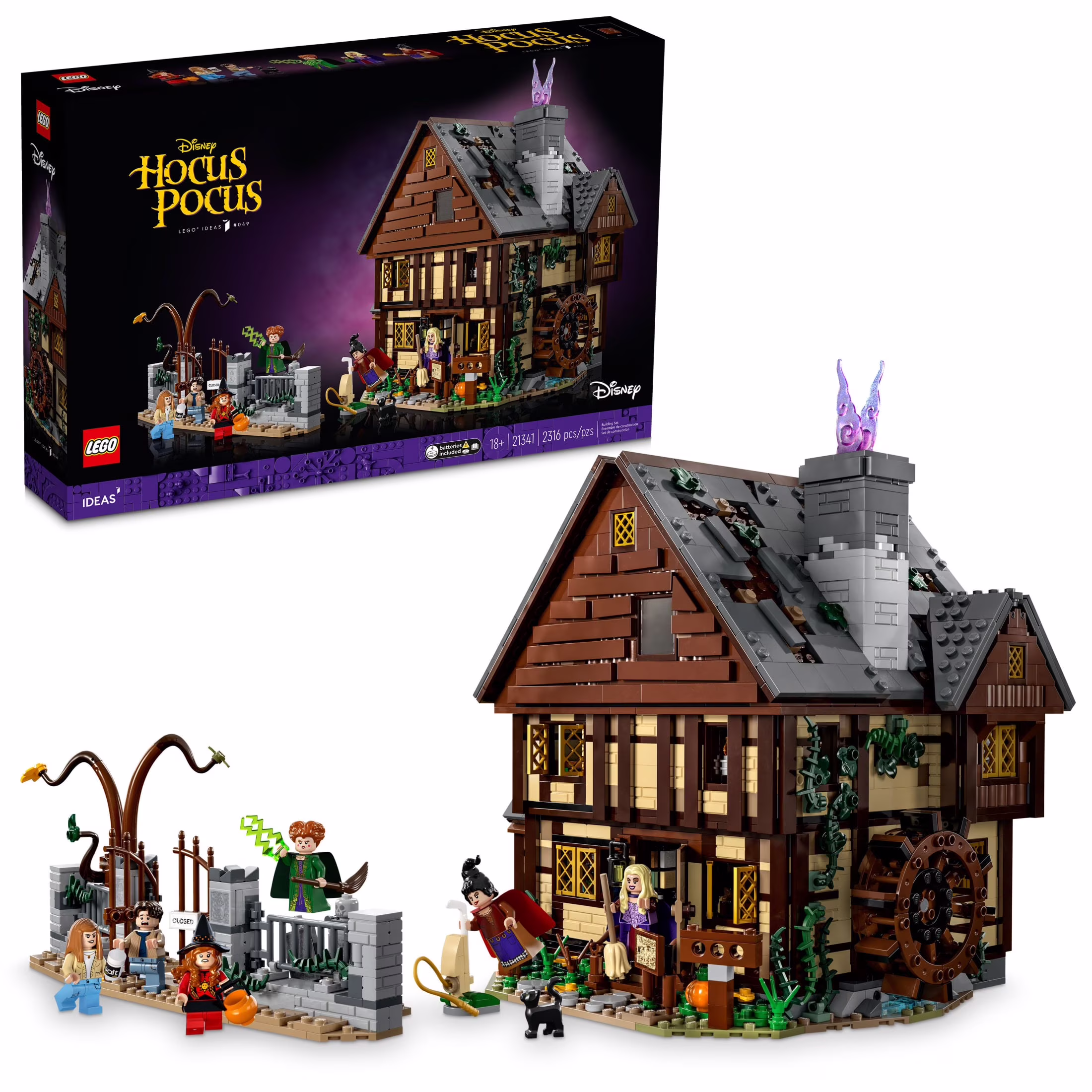 LEGO Ideas Disney Hocus Pocus The Sanderson Sister's Cottage - Building Set for Adults, Men & Women, Age 18+ - Unique Gift for Fans W/ Sister Minifigures - 21341