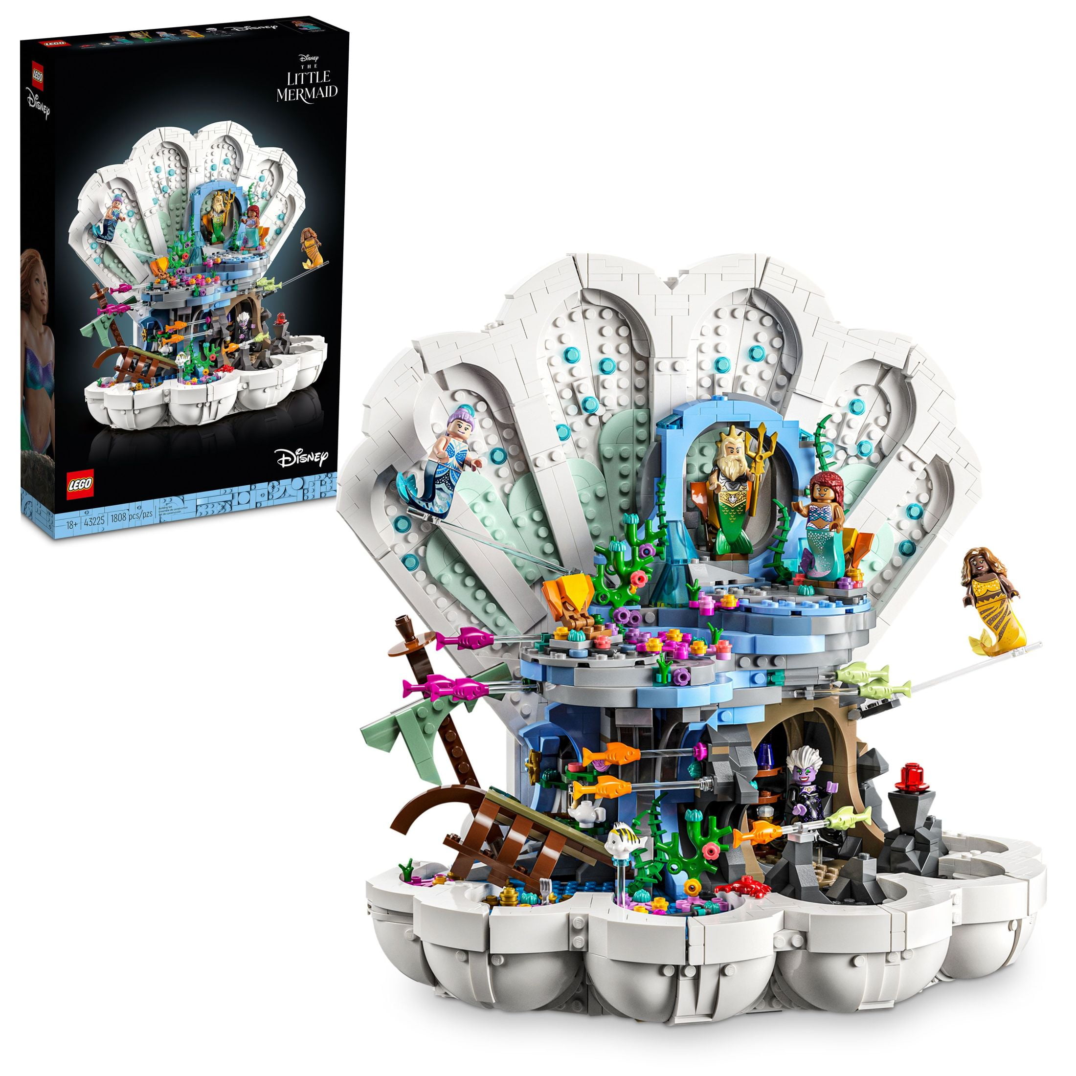 LEGO Disney The Little Mermaid Royal Clamshell 43225 Collectible Adult Building Set, Gift for Disney Princess Movie Fans Ages 18 and Up, Featuring Ariel, Ursula, King Triton, Sebastian and Flounder