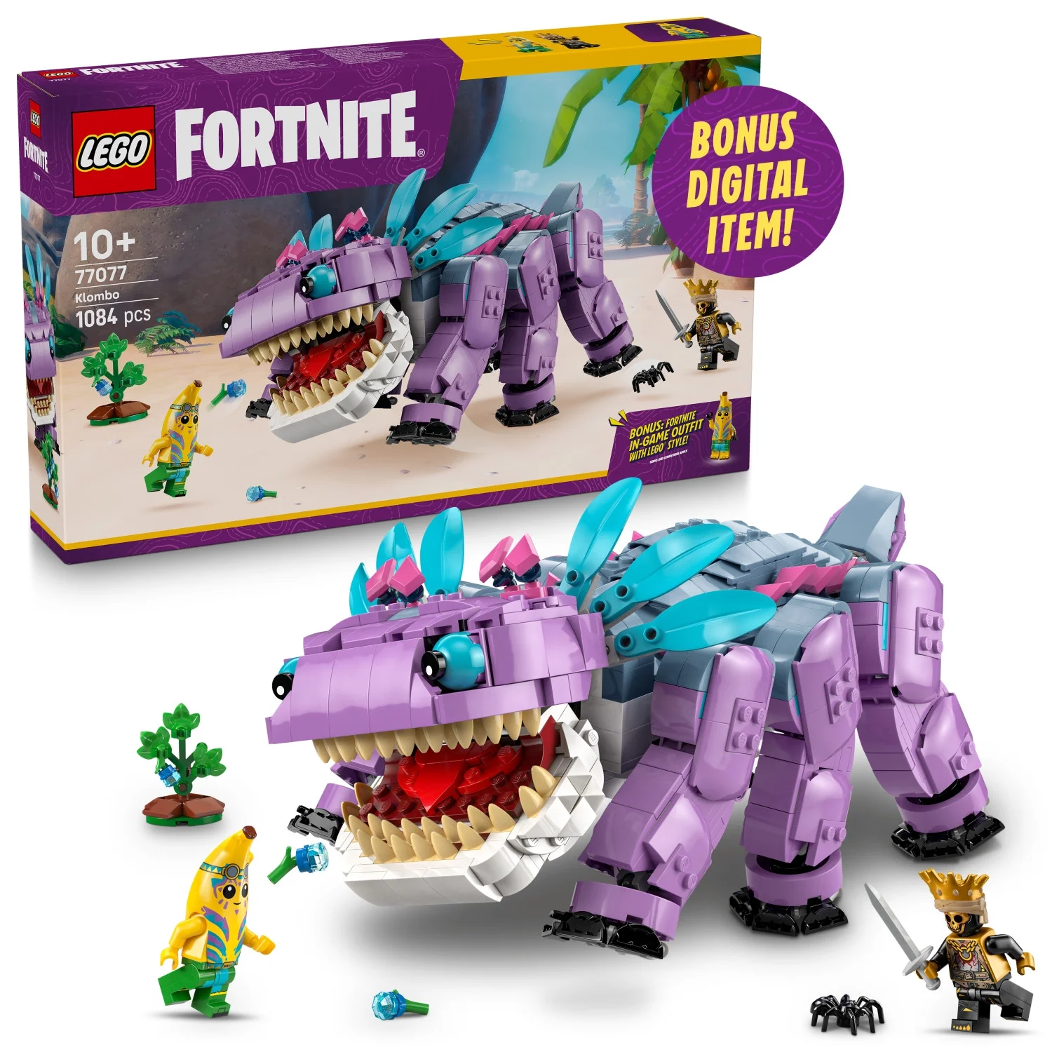 LEGO Fortnite Klombo Kids Toy - Fortnite Action Figure with Peely and Oro Minifigures - Pretend Play and Building Toy for Girls and Boys 10+ - Gift Idea for Birthdays and Gaming Fans - 77077