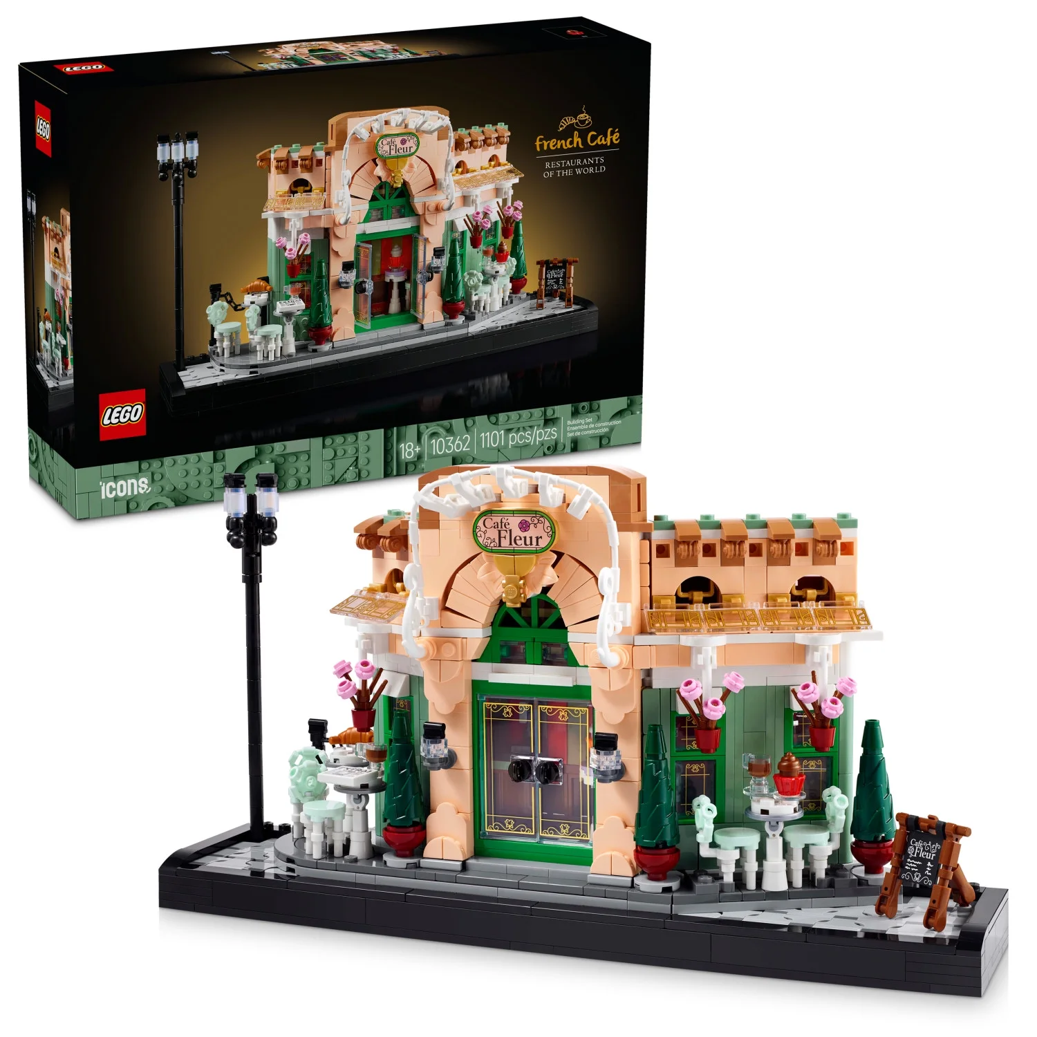 LEGO Icons French Café Paris Building Kit - DIY Set for Adults - Collectible Bedroom and Home Decor - Display for Home or Office - Gift for Wedding or Bride - 10362