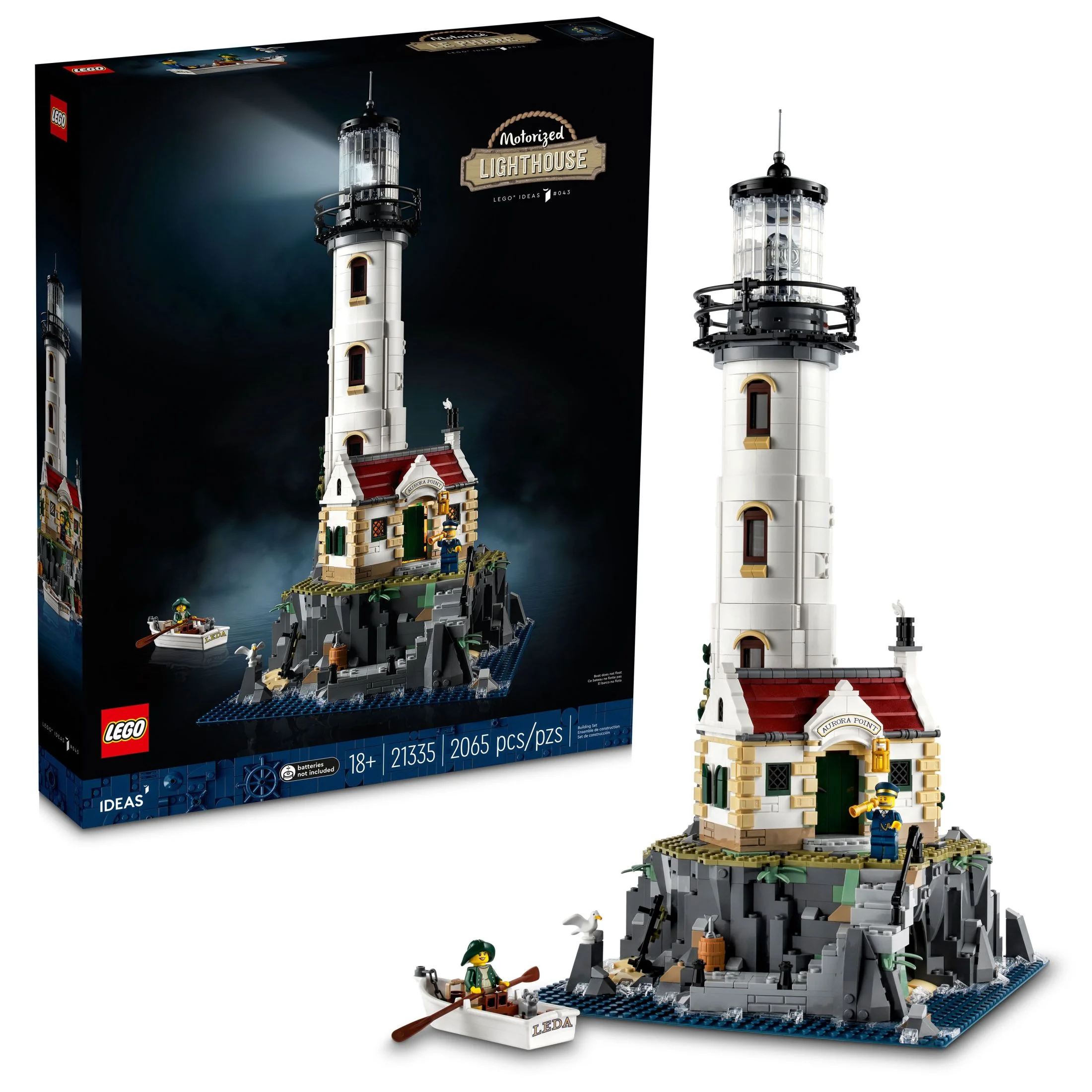 LEGO Ideas Motorized Lighthouse 21335 Adult Model Building Kit, Complete with Rotating Lights, Cottage and Cave, Gift Idea