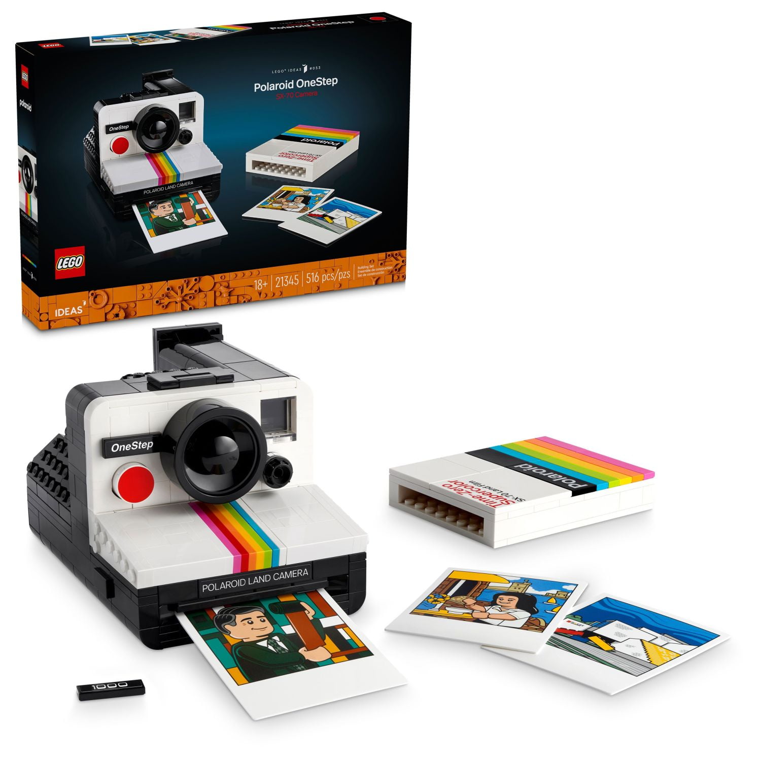 LEGO Ideas Polaroid OneStep SX-70 Camera Building Set - Collectible Display Model of Polaroid Camera - Gift for Graduation - Decoration for Room or Office for Photography Lovers - 21345