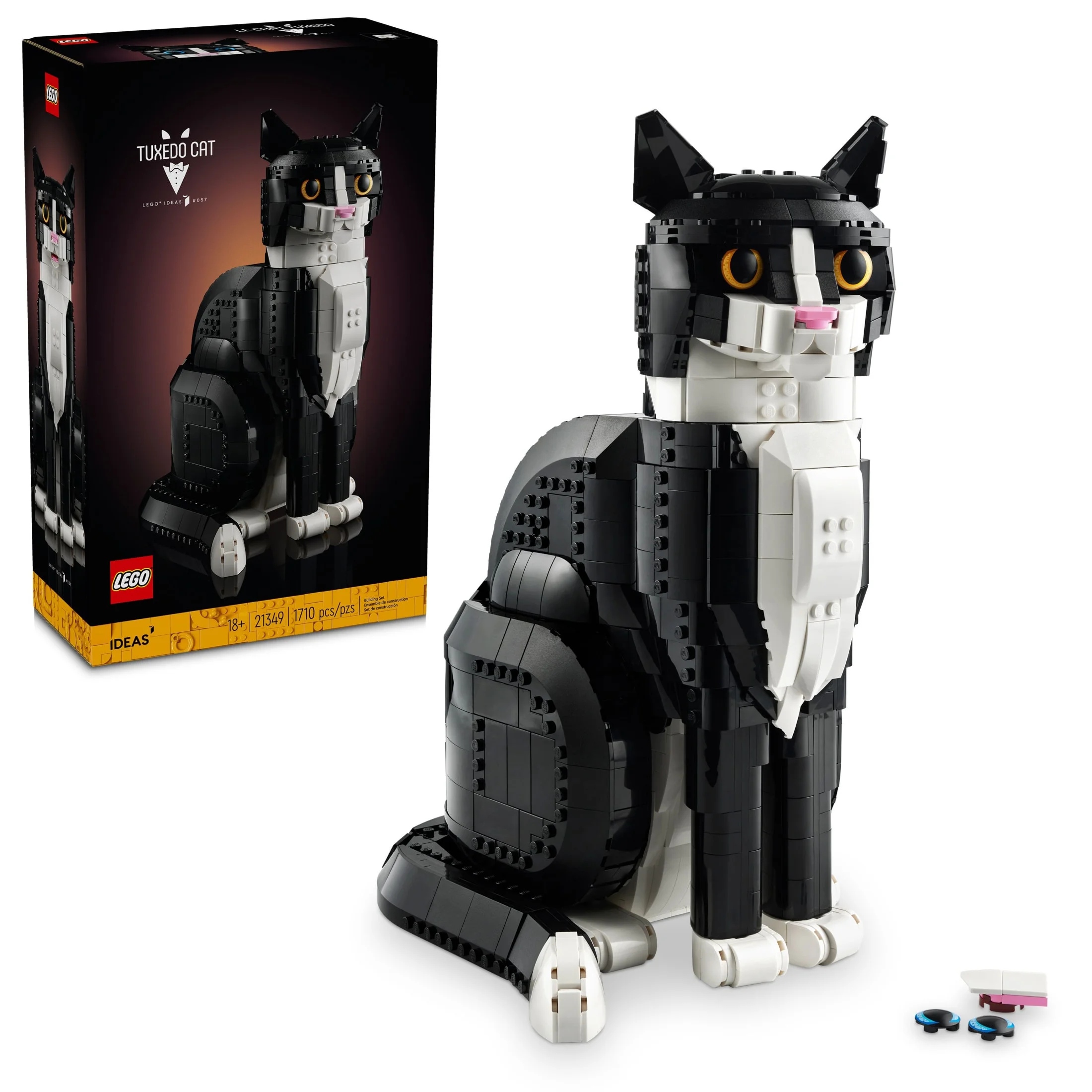 LEGO Ideas Tuxedo Cat - Building Sets for Adults, Ages 18+ - DIY Crafts Kit for Home Decor, Living Room or Bedroom - Gift for Animal Lovers - 21349