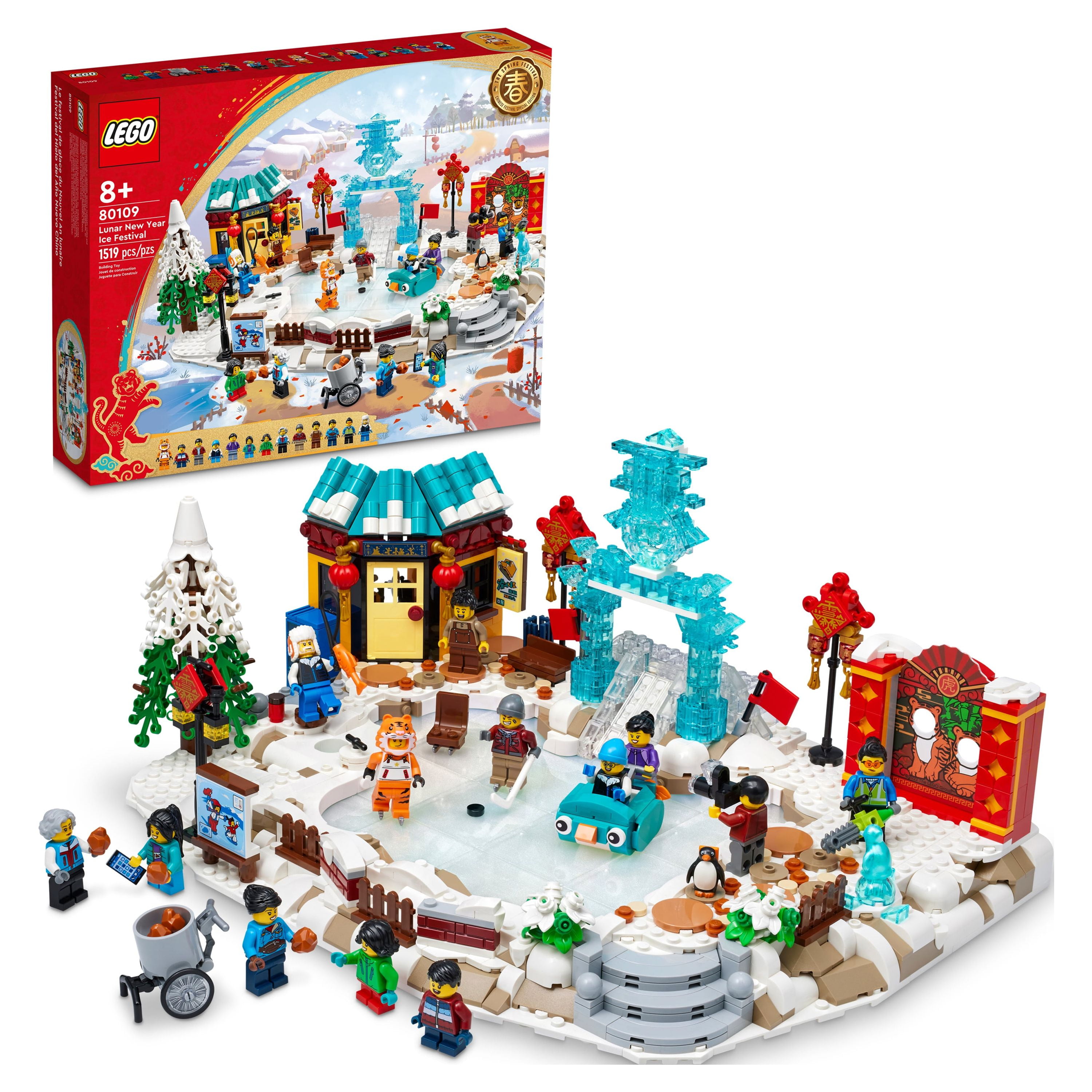 LEGO Lunar New Year Ice Festival 80109 Building Kit; Gift Toy for Kids Aged 8 and Up; Building Set Featuring a Detailed Winter Scene, Chun Ice Sculpture, 13 Minifigures and More (1,519 Pieces)