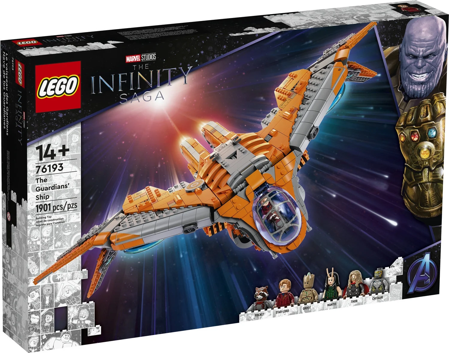 LEGO Marvel The Guardians' Ship 76193 Building Toy - Large Avengers Spaceship Model with Thor & Star-Lord Minifigures, Superhero Movie Inspired Set, Gift for Boys, Girls, Kids, and Teenagers
