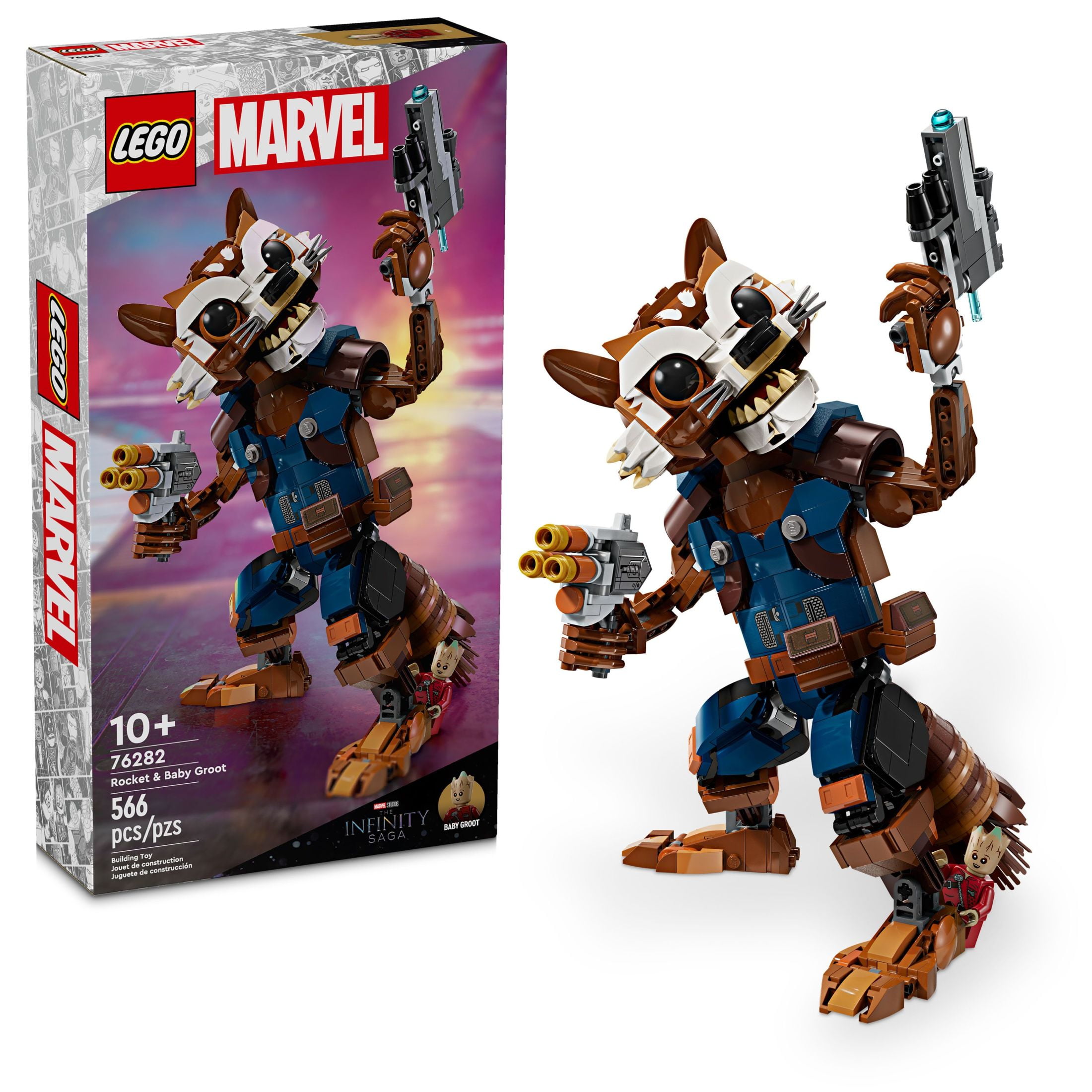 LEGO Marvel Guardians of the Galaxy: Marvel Rocket & Baby Groot Mini Action Figure, 8.5"