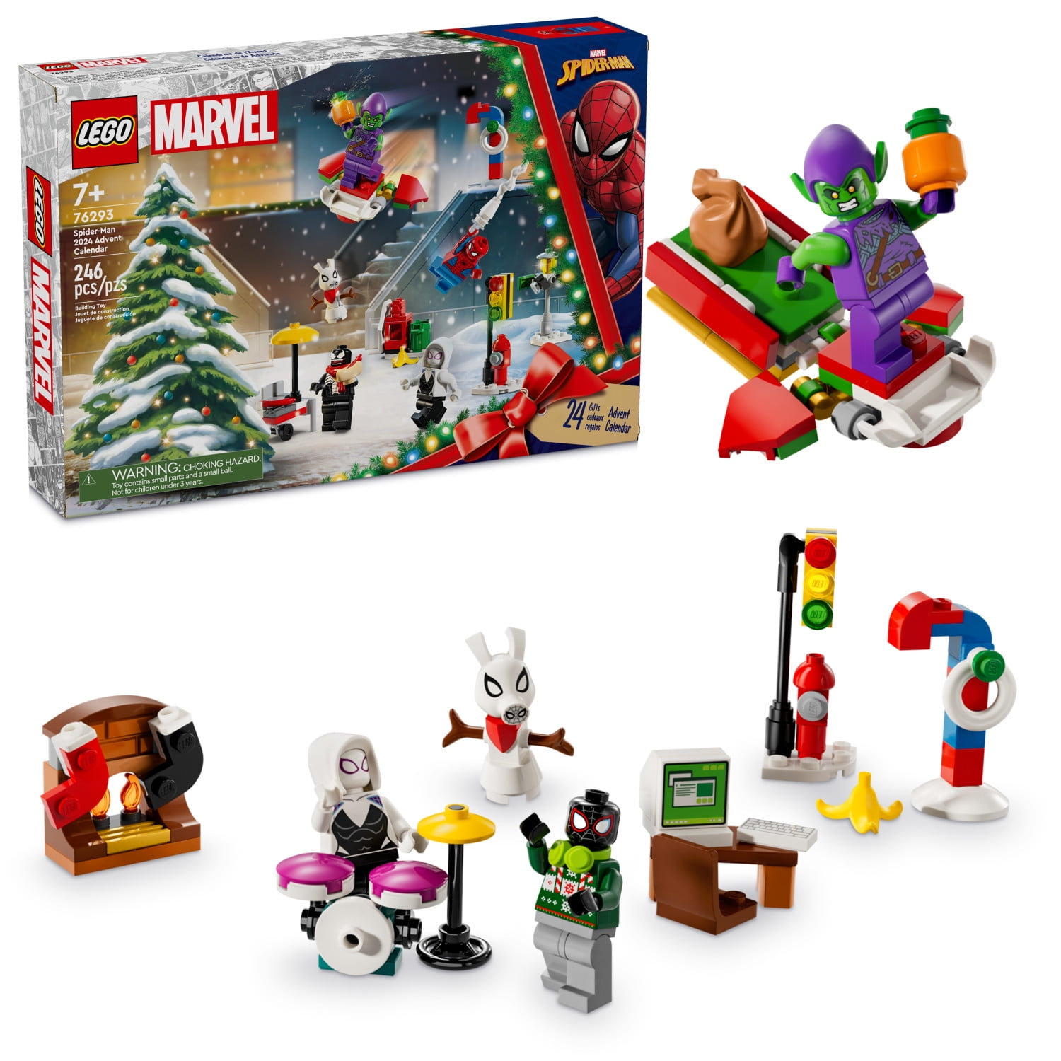 LEGO Marvel Spider-Man Advent Calendar 2024 for Kids - Christmas Advent Calendar with Mini Builds & 5 Minifigures, Ages 7+ - Spider-Man Toy for Boys & Girls - Gift Idea for Holidays - 76293