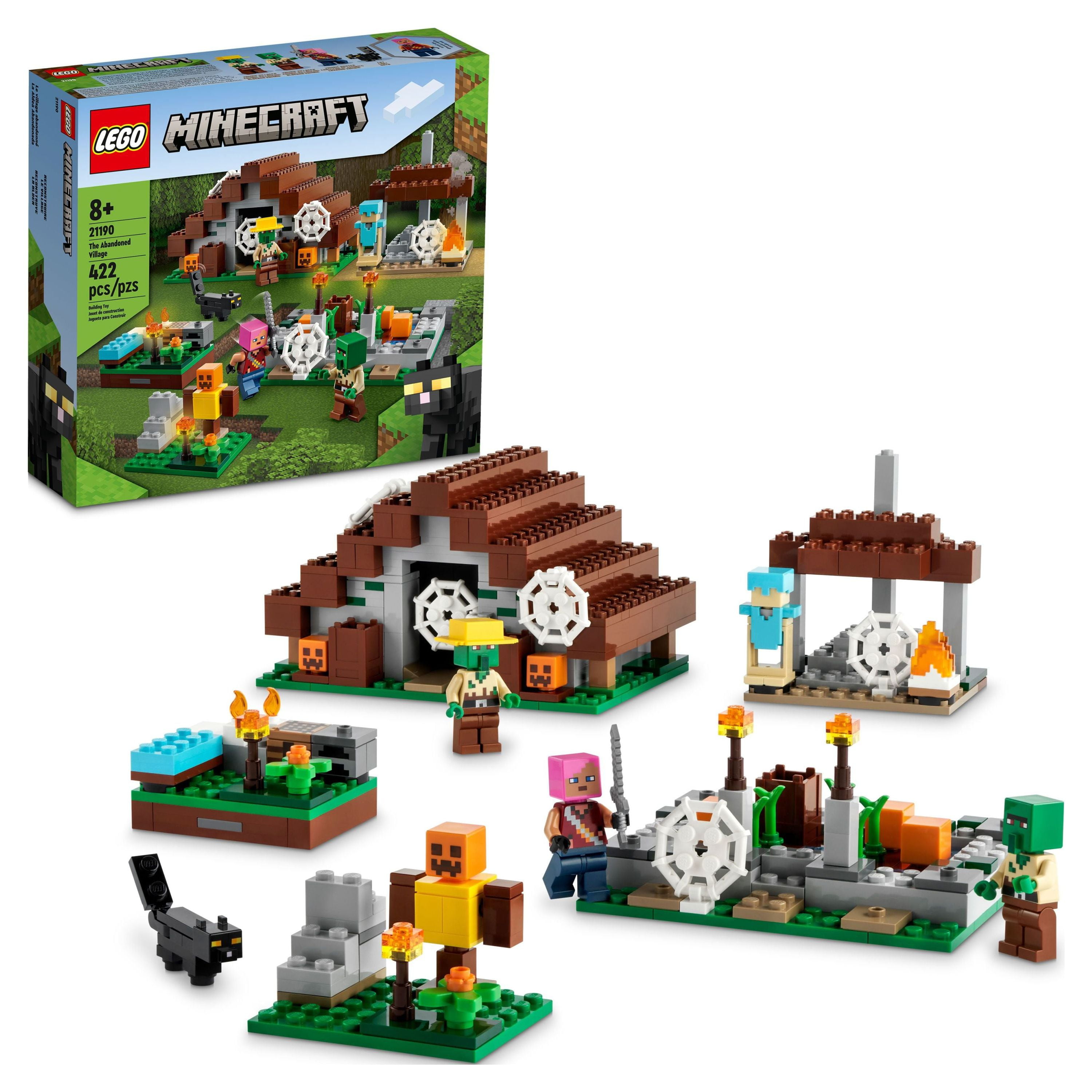 LEGO Minecraft The Abandoned Village Building Toy Set 21190, Featuring Game Figures Including Zombies and Zombie Hunters with Accessories, Minecraft Building Kit Gift for Kids Girls Boys Ages 8+