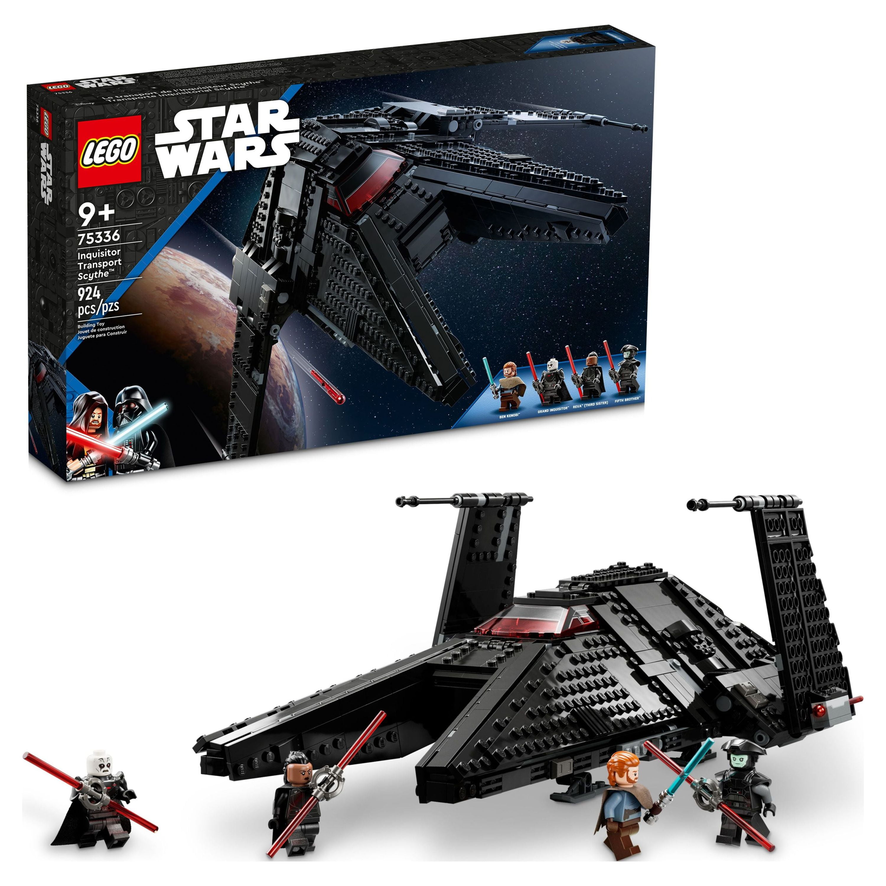 LEGO Star Wars Inquisitor Transport Scythe 75336 Buildable Toy Starship, Obi-Wan Kenobi Set, Ben Kenobi Minifigure with Blue and Double-Bladed Red Lightsabers