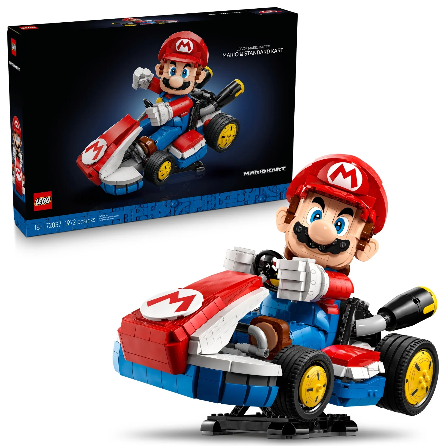 LEGO Super Mario: Mario Kart – Mario & Standard Kart 3D Puzzle for Adults - DIY Book Shelf & Room Decor for Men & Women, Ages 18+ - Arts & Crafts for Adult Gamers - Birthday Gift Idea - 72037