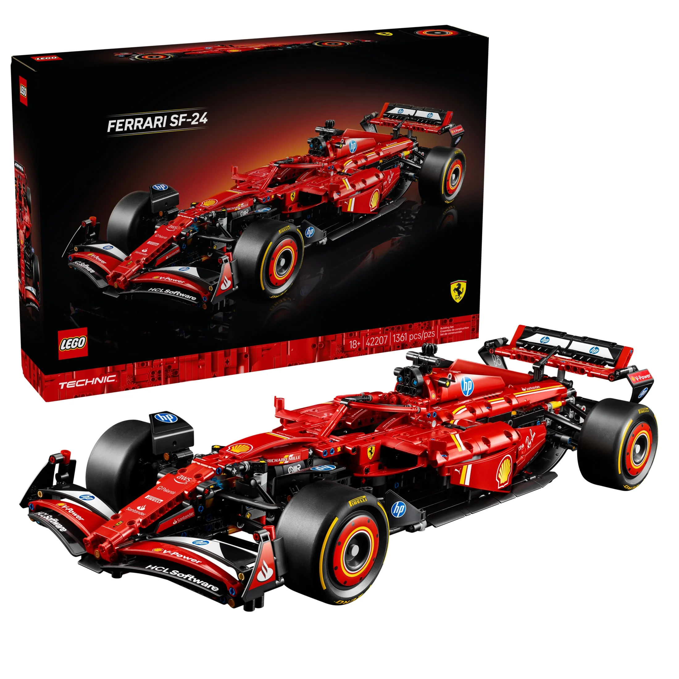 LEGO Technic Ferrari SF-24 F1 Model Car Kit - Building Set for Adults, Ages 18+ With Realistic Features - Ferrari F1 DIY Craft for Display - Gift Idea for F1 Fans - 42207