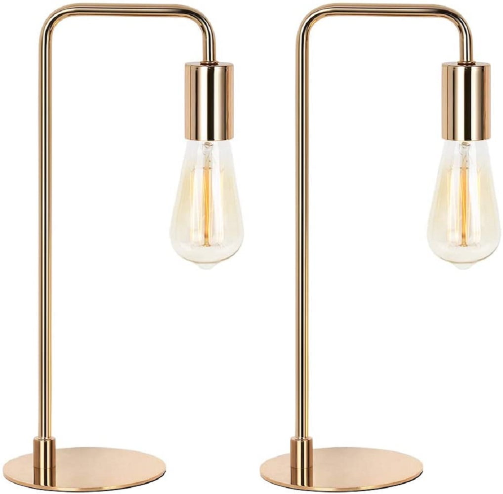 LIANTRAL Gold Industrial Table Lamp for Bedroom Set of 2