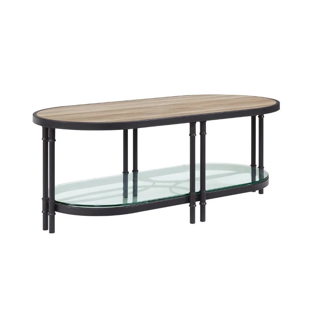 LV00751 - Coffee Table, Oak & Sandy Black Finish - Brantley