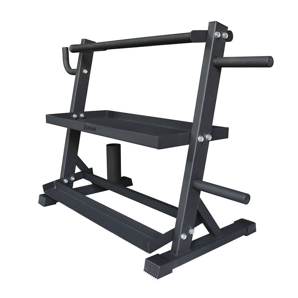 Lifeline Fitness Home Gym 3-Shelf Storage Rack with Rope and Band Hook - Holds up to 440 LBS