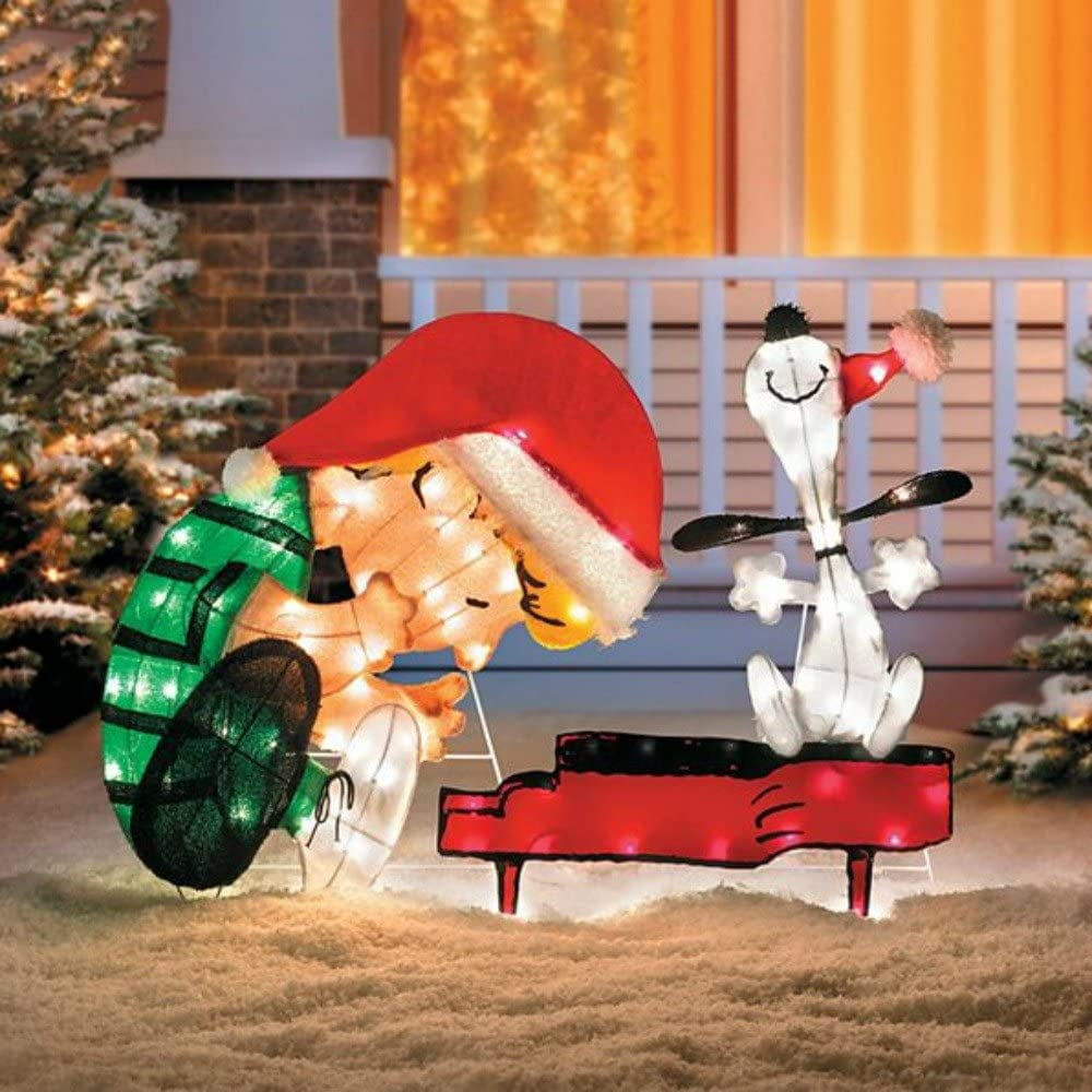 Lighted Schroeder and Dancing Snoopy 2-D Peanuts Christmas Decoration