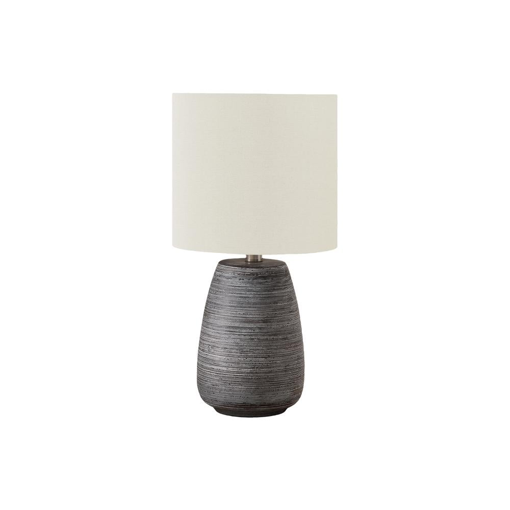 Lighting - 19"h Table Lamp - Gray Ceramic - Ivory Shade - Contemporary
