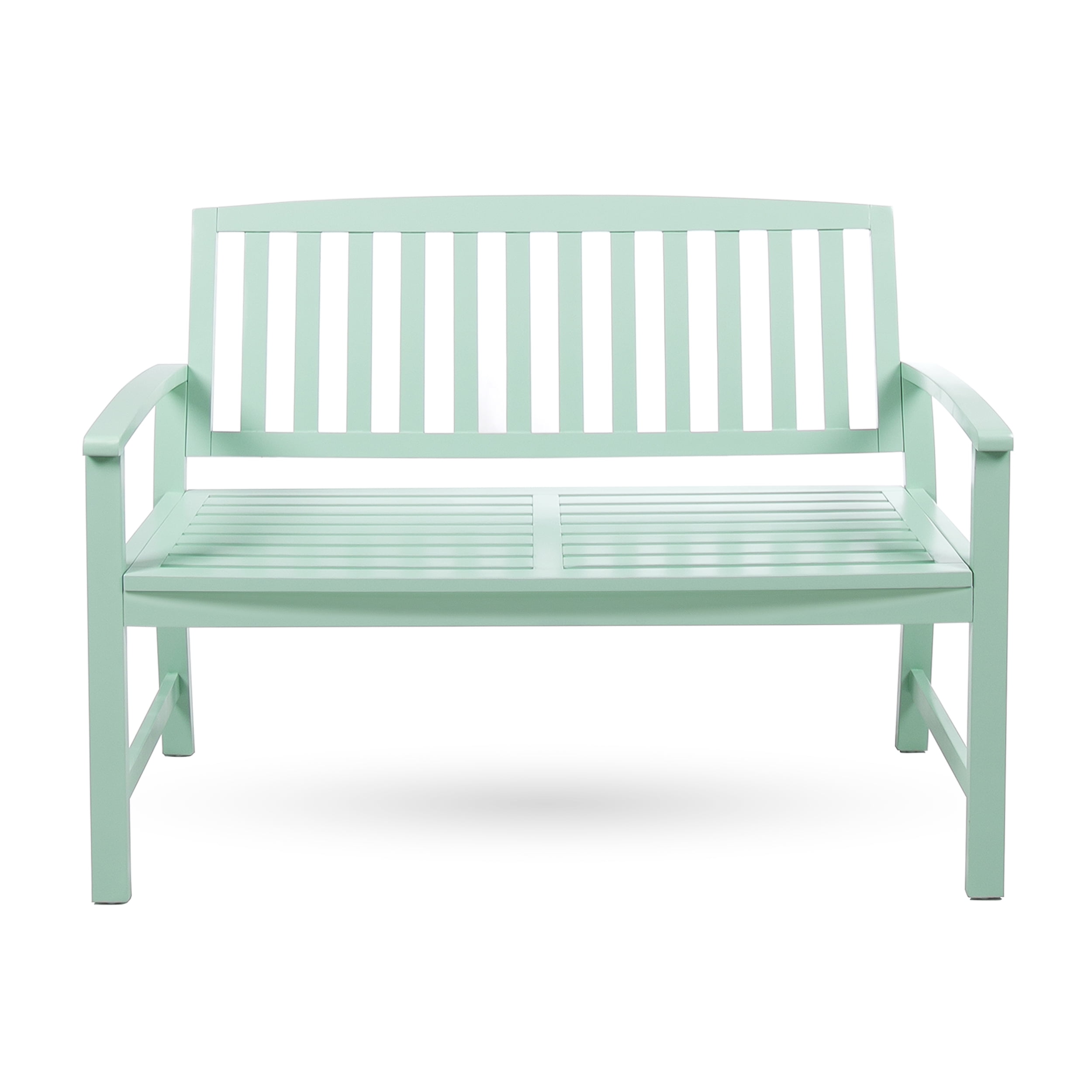 Lilo Outdoor Acacia Wood Bench, Light Mint Finish