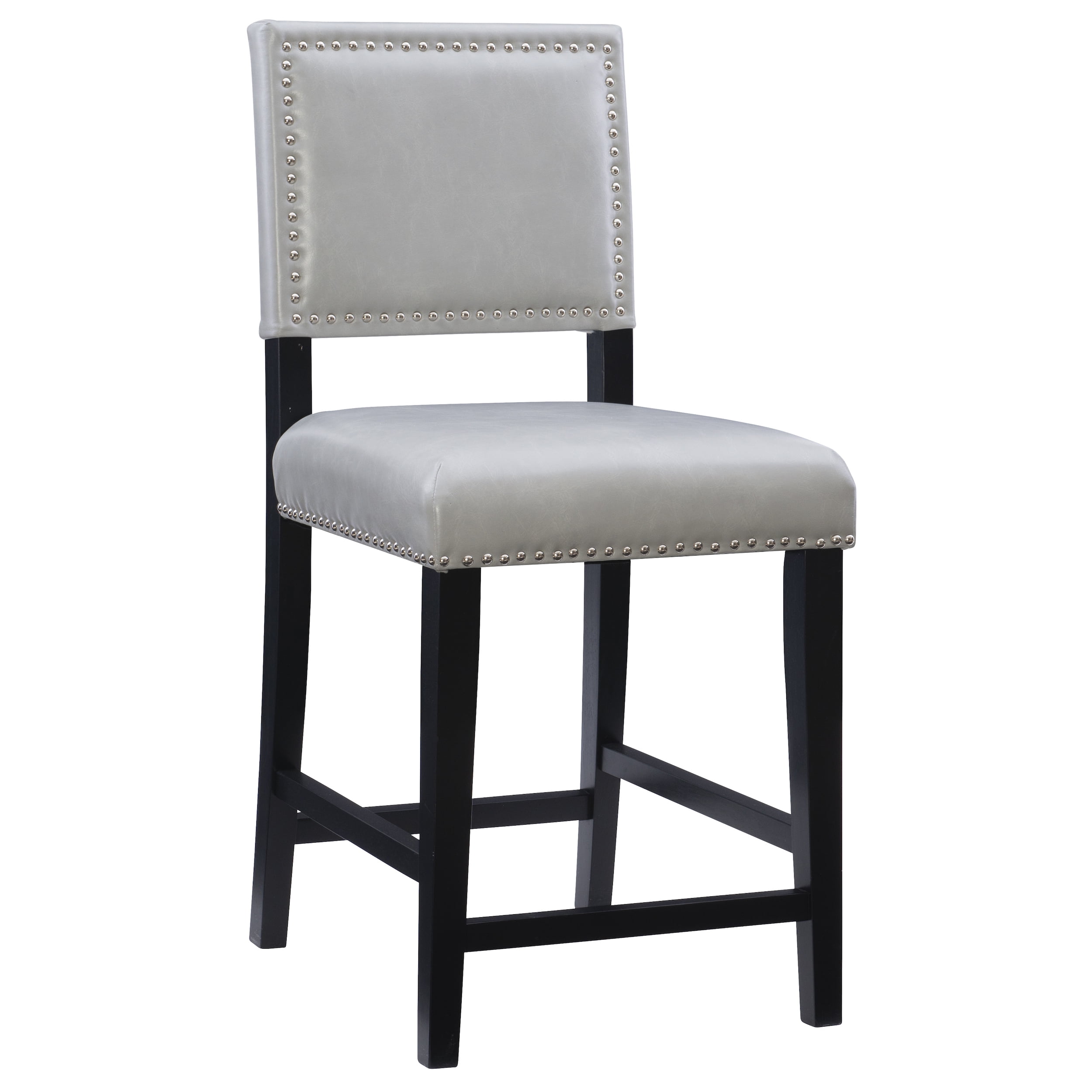 Linon Blake 24" High Back Counter Stool, Black/Dove Gray Faux Leather