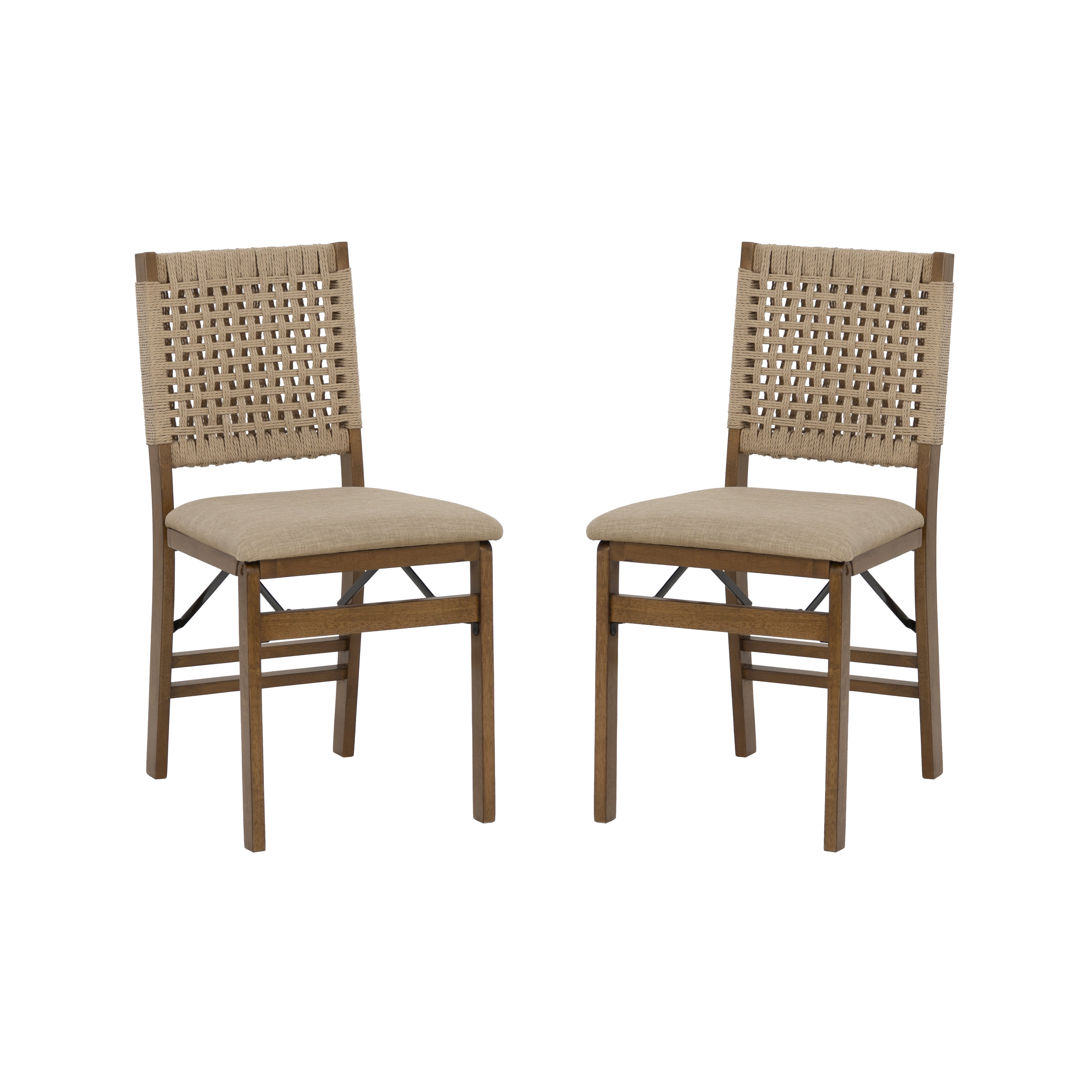 Linon Foster Woven Back Folding Dining Chair, Set of 2, Natural