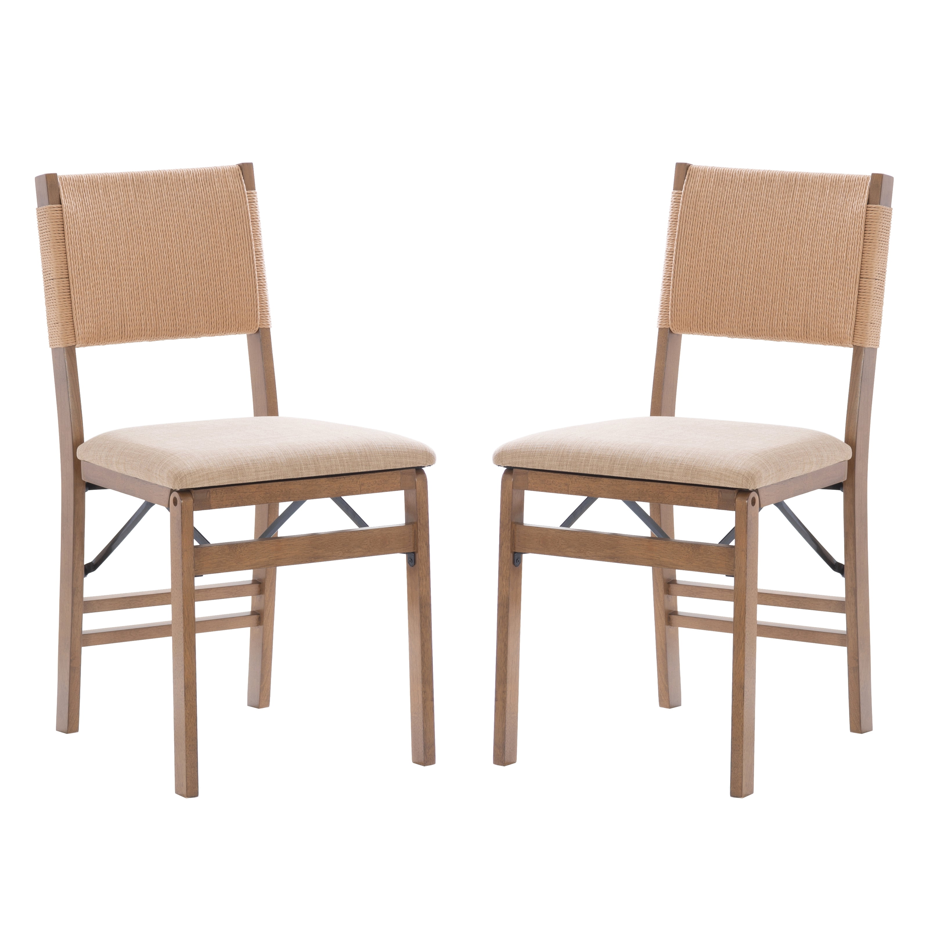 Linon Grenshaw Indoor Rope Folding Dining Chair, Set of 2, Natural