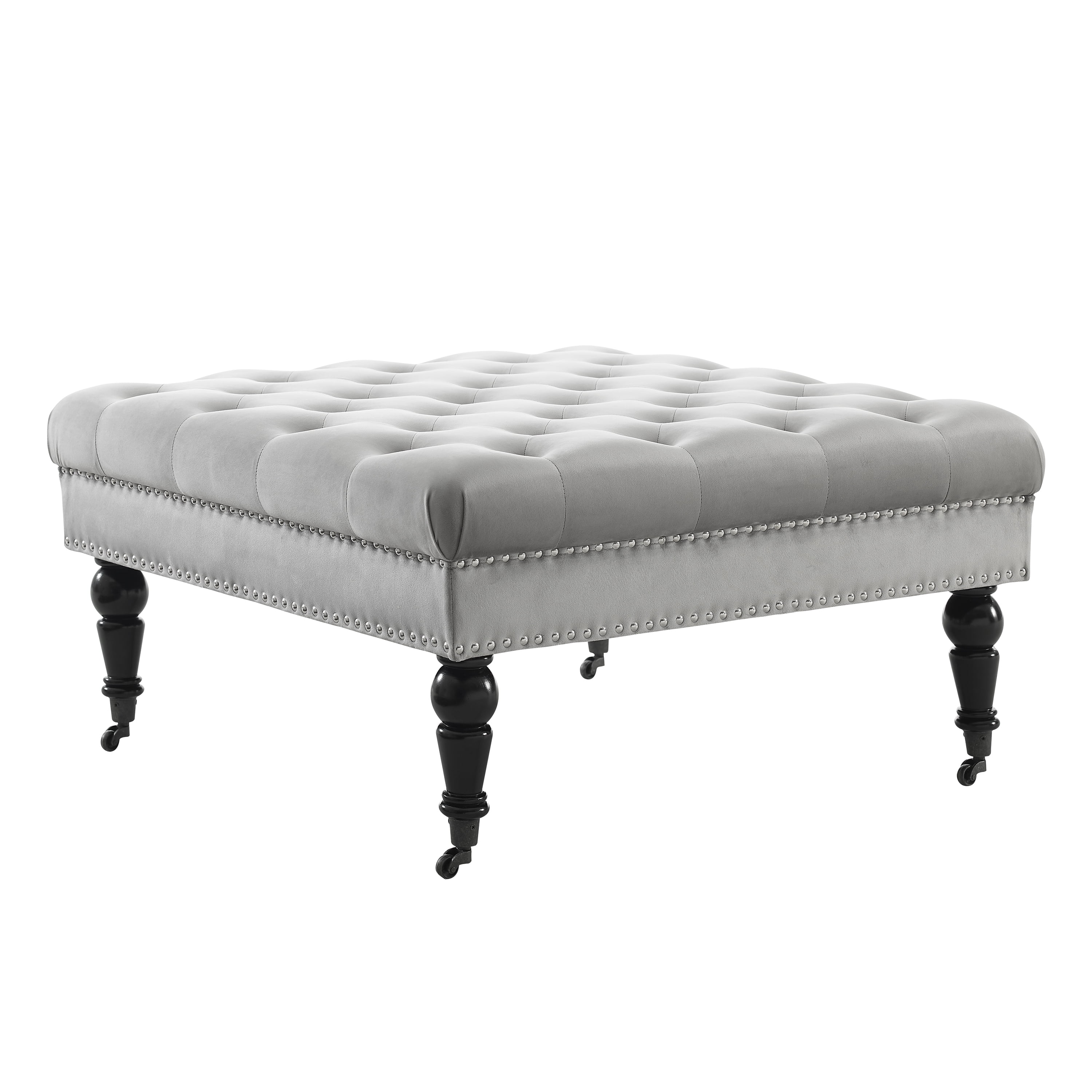 Linon Isabelle Velvet Square Tufted Ottoman, Multiple Colors
