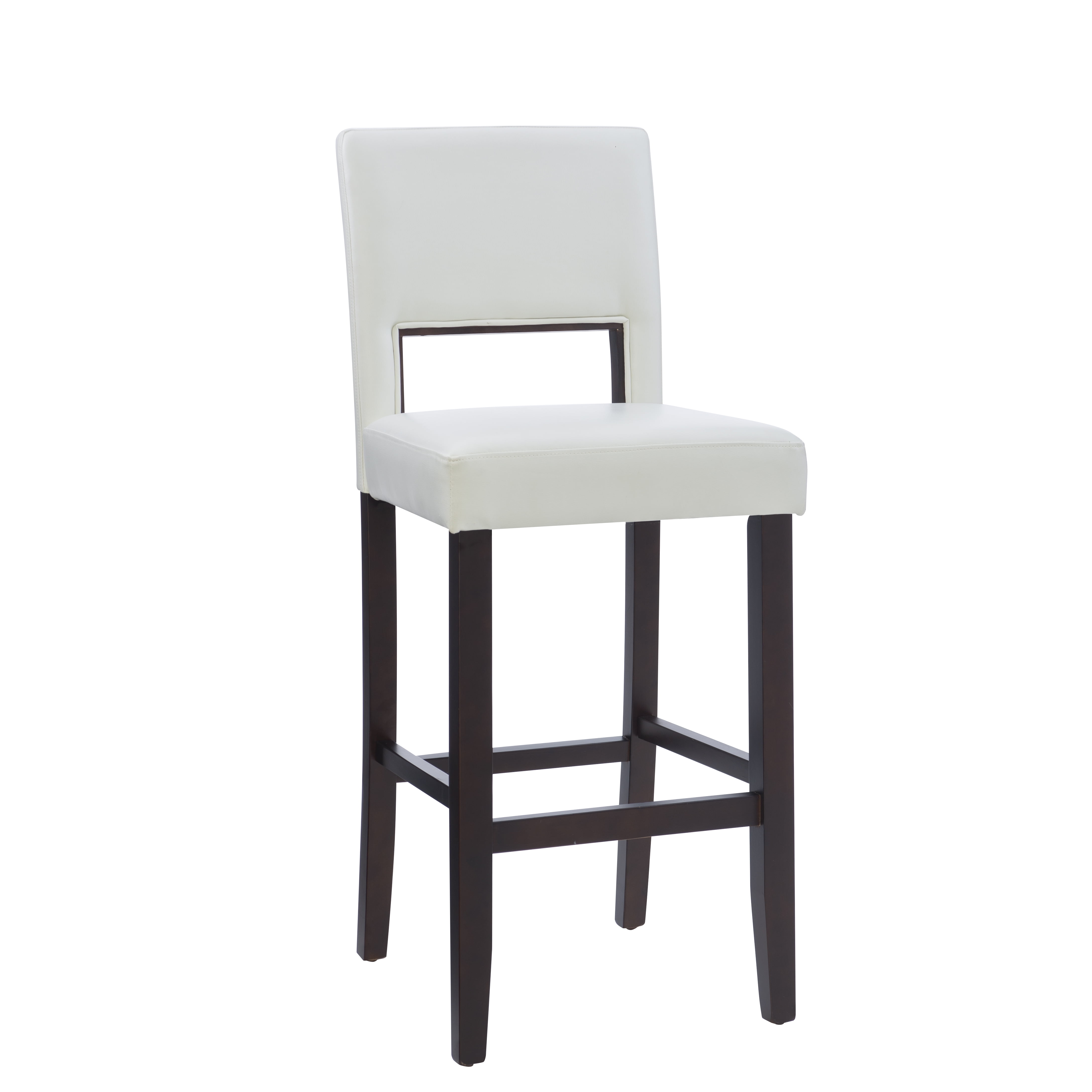 Linon Jevon 30" Mid Back Indoor Upholstered Bar Stool, Espresso/ White Faux Leather