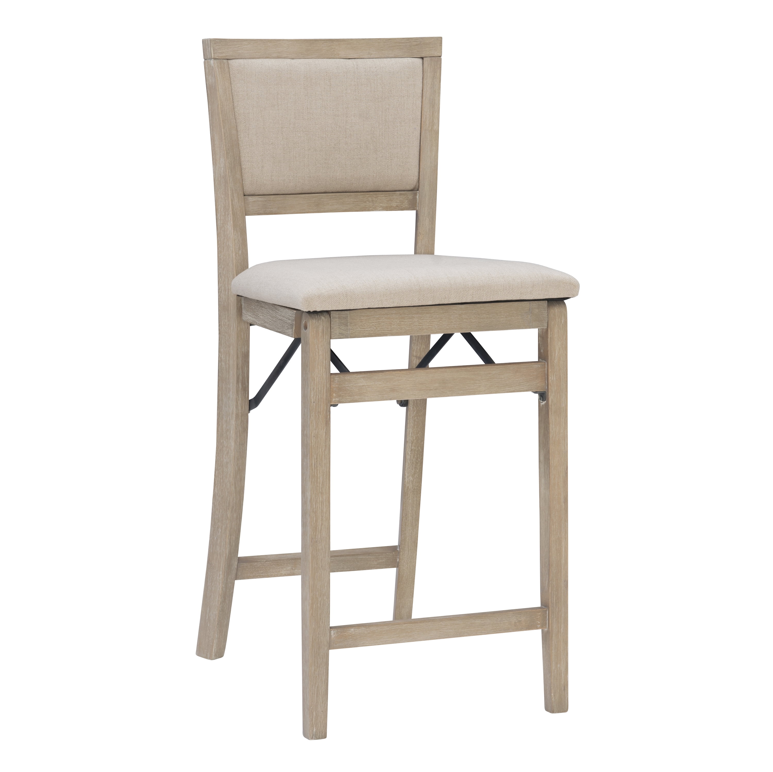 Linon Kristle 25" Indoor Folding Counter Stool, Gray wash/Beige
