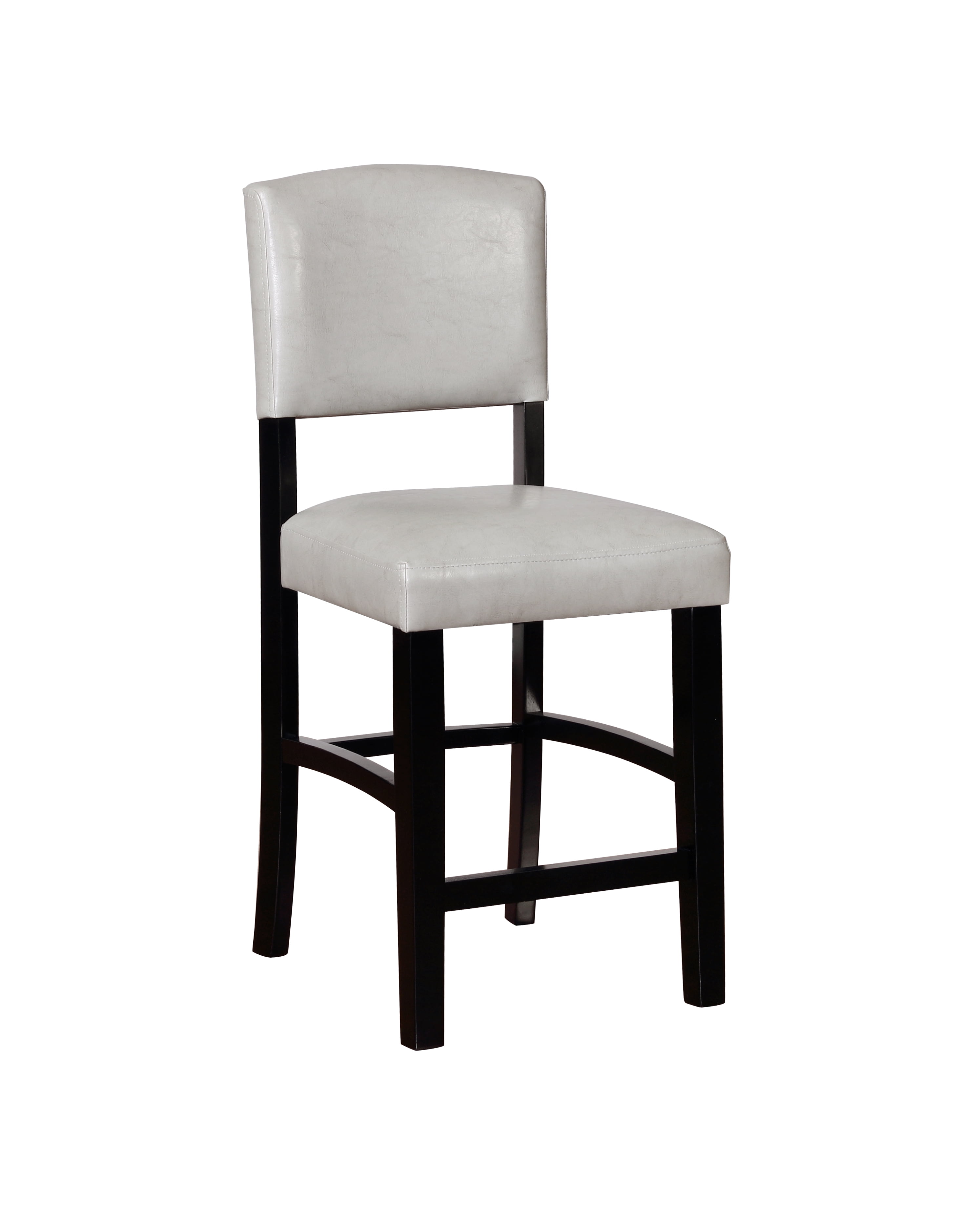 Linon Monaco Full Back Wood Counter Stool, 24" Seat Height, Black Finish with Dove Gray Fabric